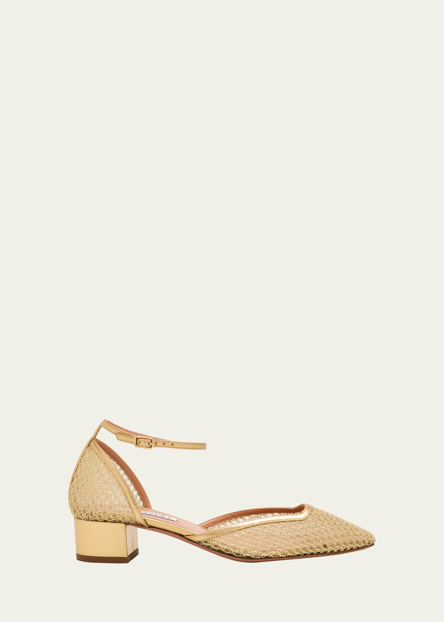 Aquazzura Asha Leather-Trim Mesh Pumps Image 1 of 6