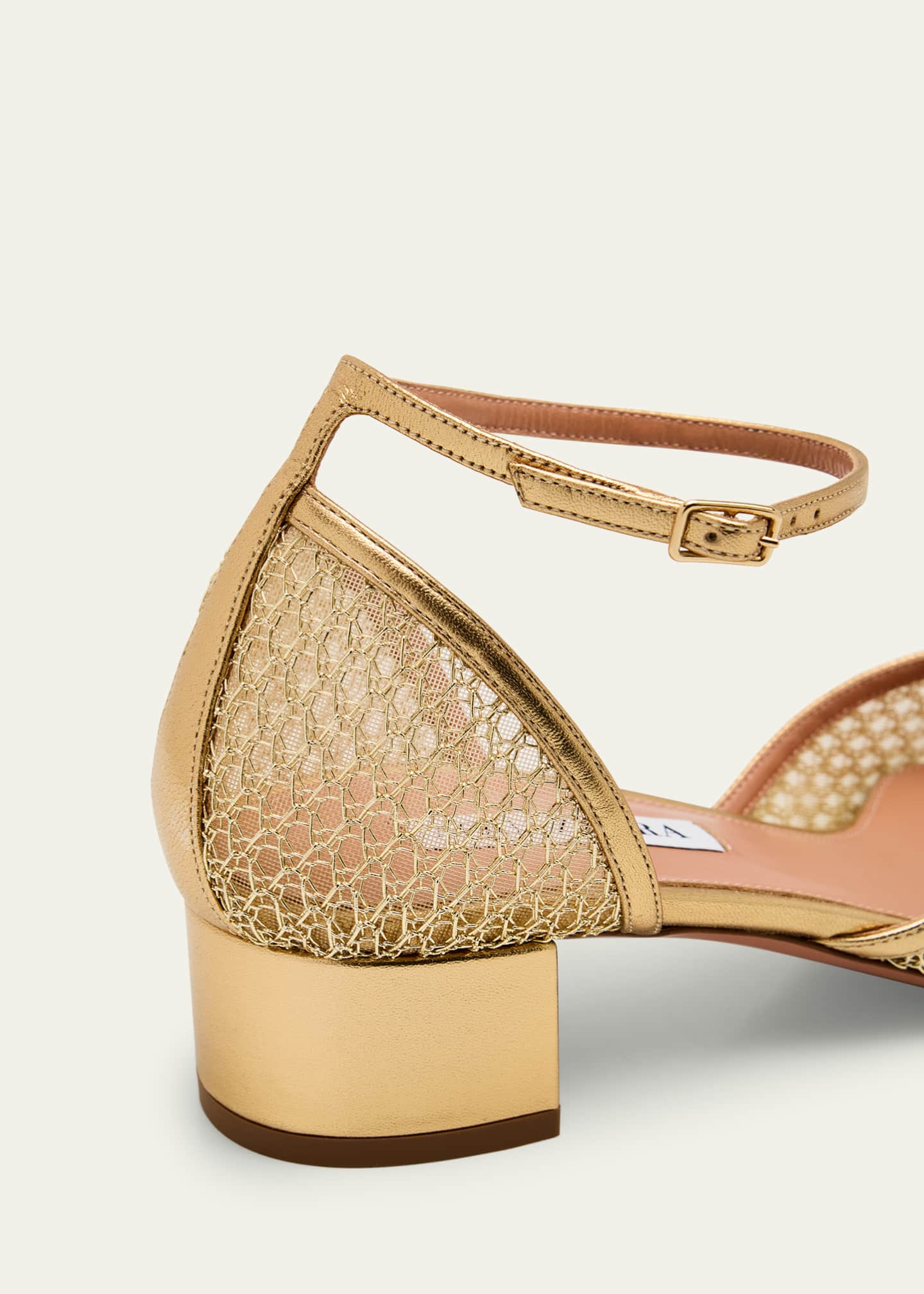 Aquazzura Asha Leather-Trim Mesh Pumps Image 5 of 6