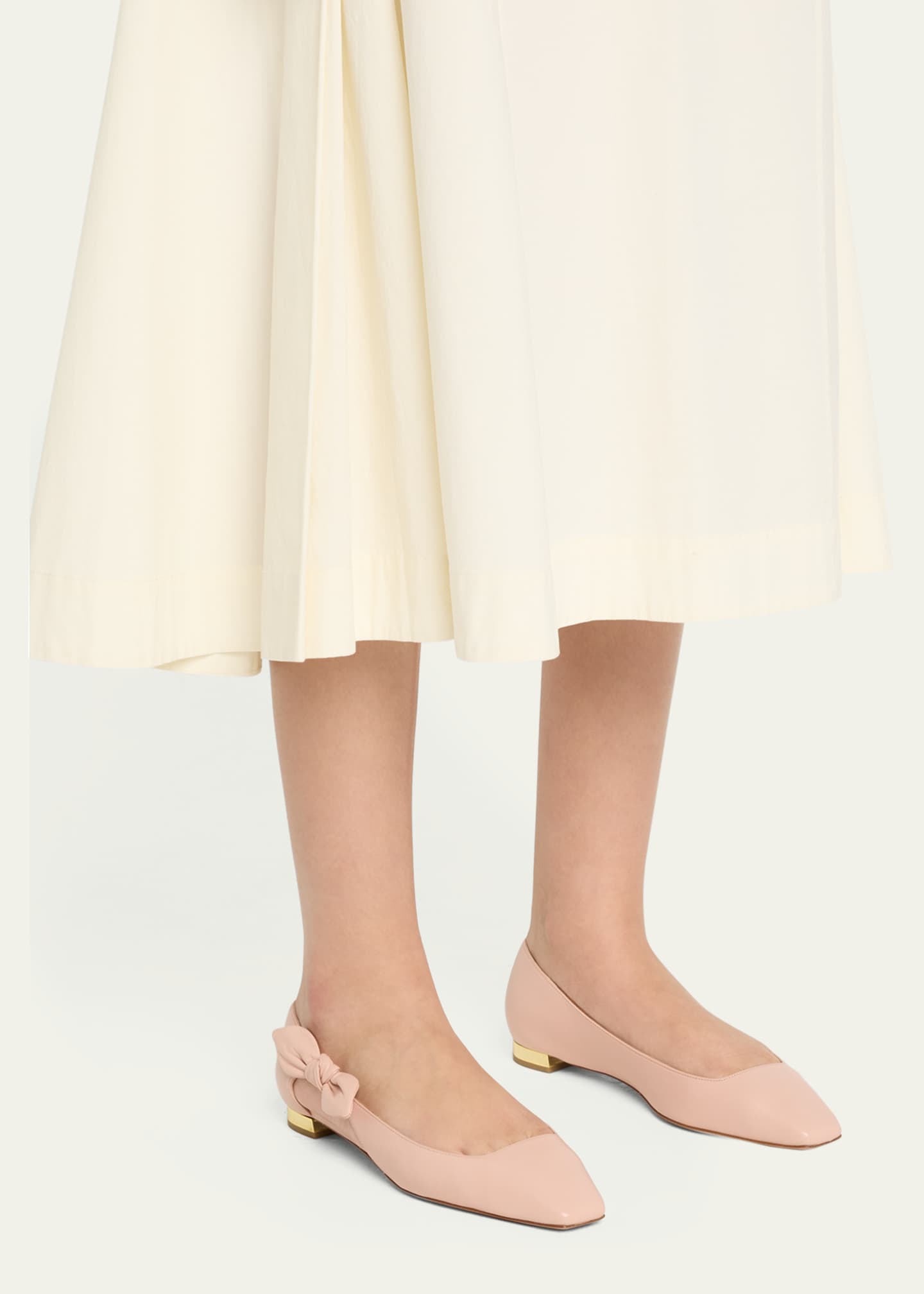 Aquazzura Very Bow-Tie Leather Ballerina Flats Image 2 of 6