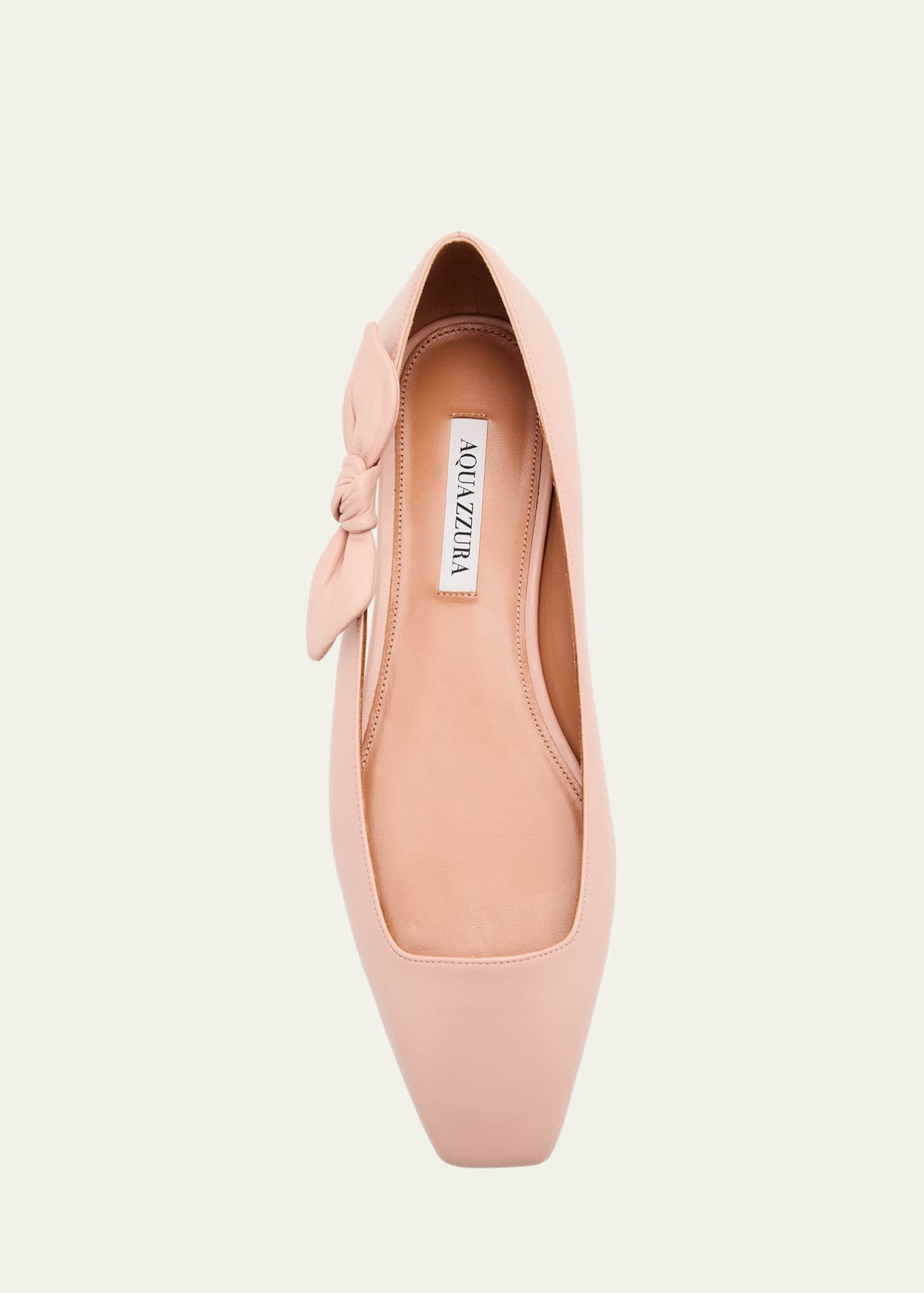Aquazzura Very Bow-Tie Leather Ballerina Flats Image 6 of 6