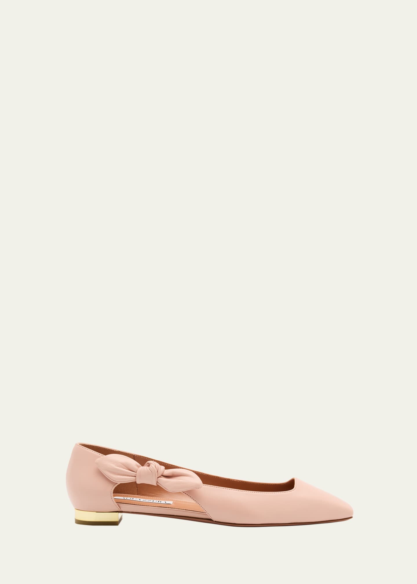 Aquazzura Very Bow-Tie Leather Ballerina Flats Image 1 of 6