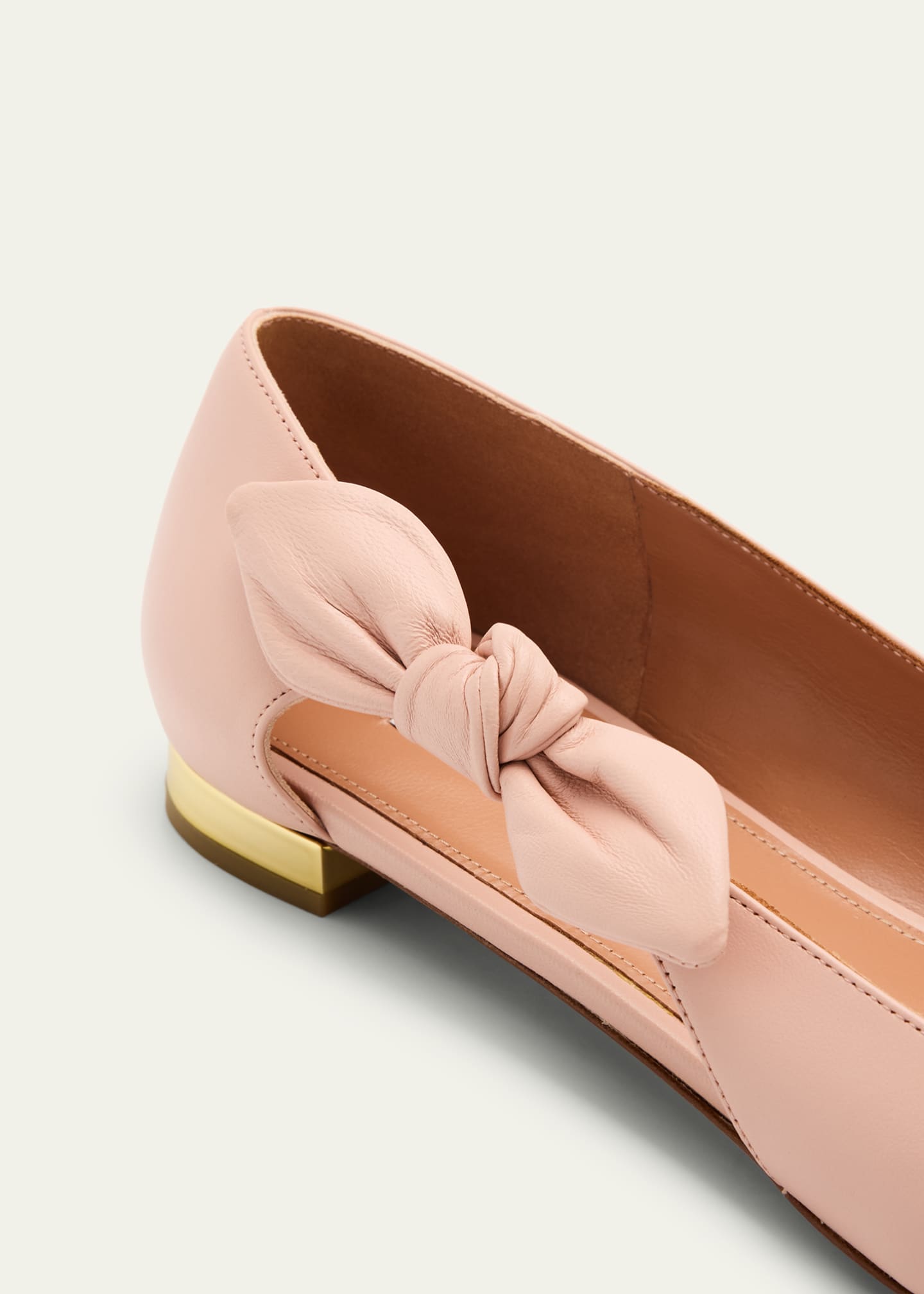 Aquazzura Very Bow-Tie Leather Ballerina Flats Image 5 of 6