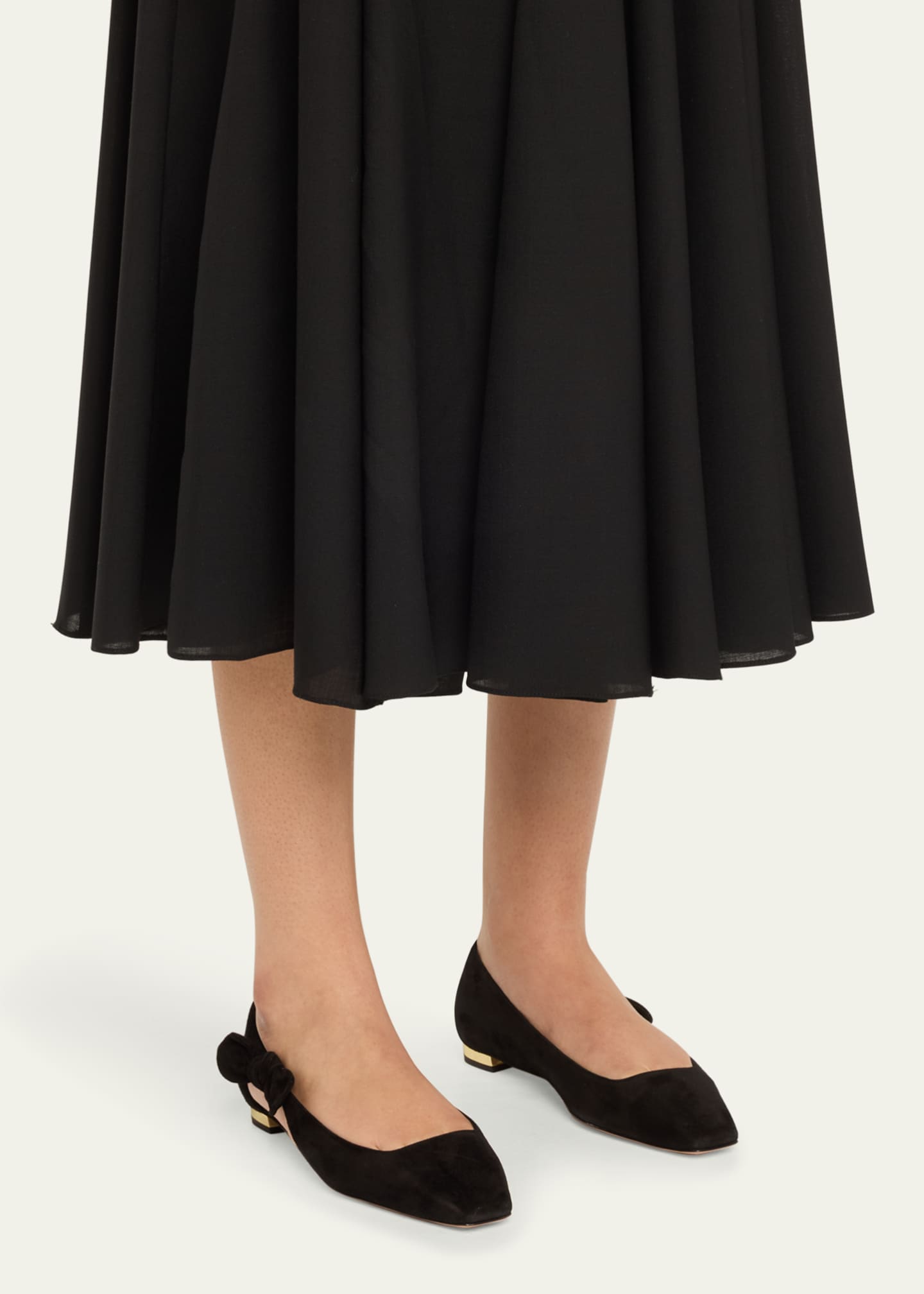 Aquazzura Very Bow Tie Suede Ballet Flats Image 2 of 6