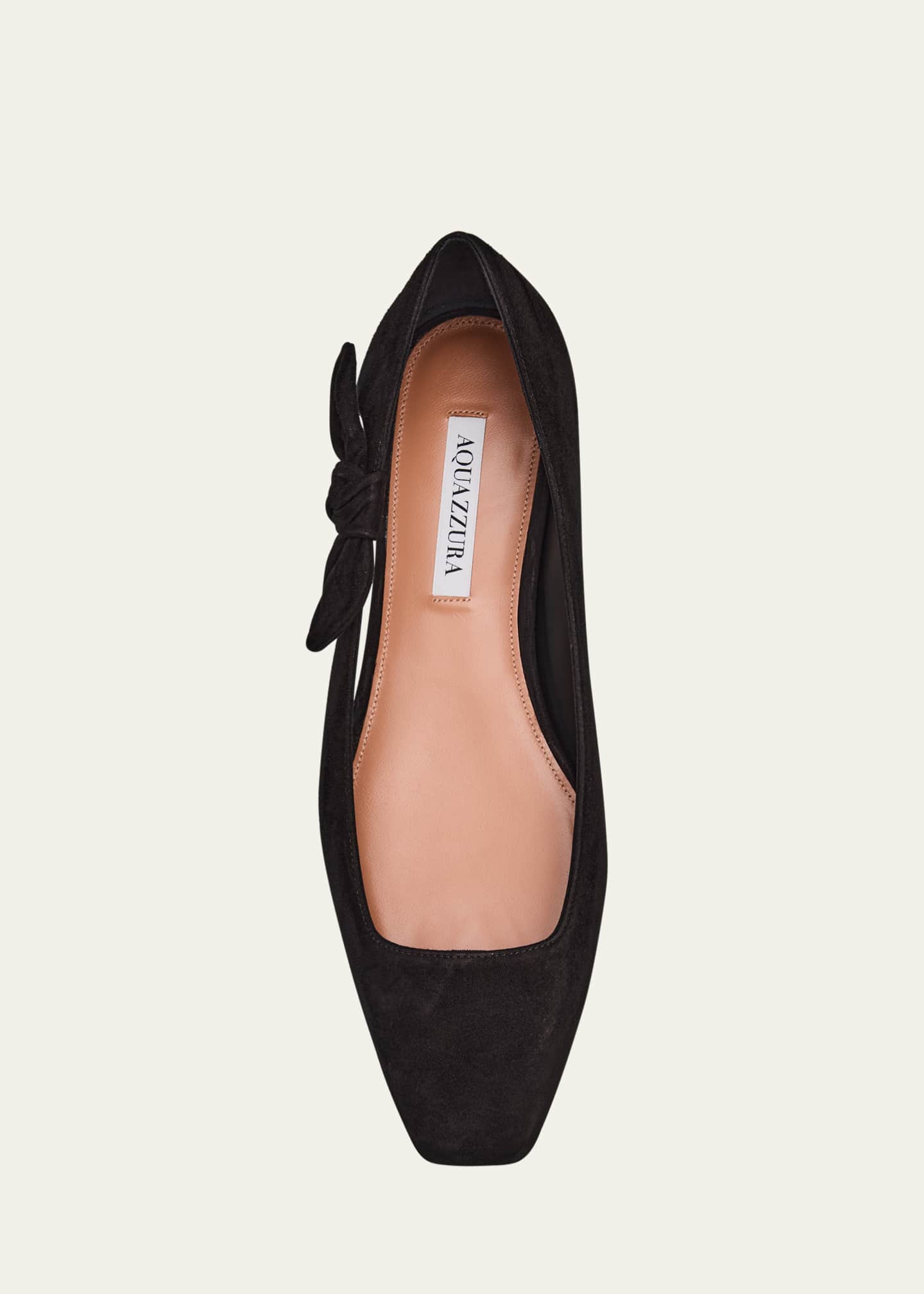 Aquazzura Very Bow Tie Suede Ballet Flats Image 6 of 6