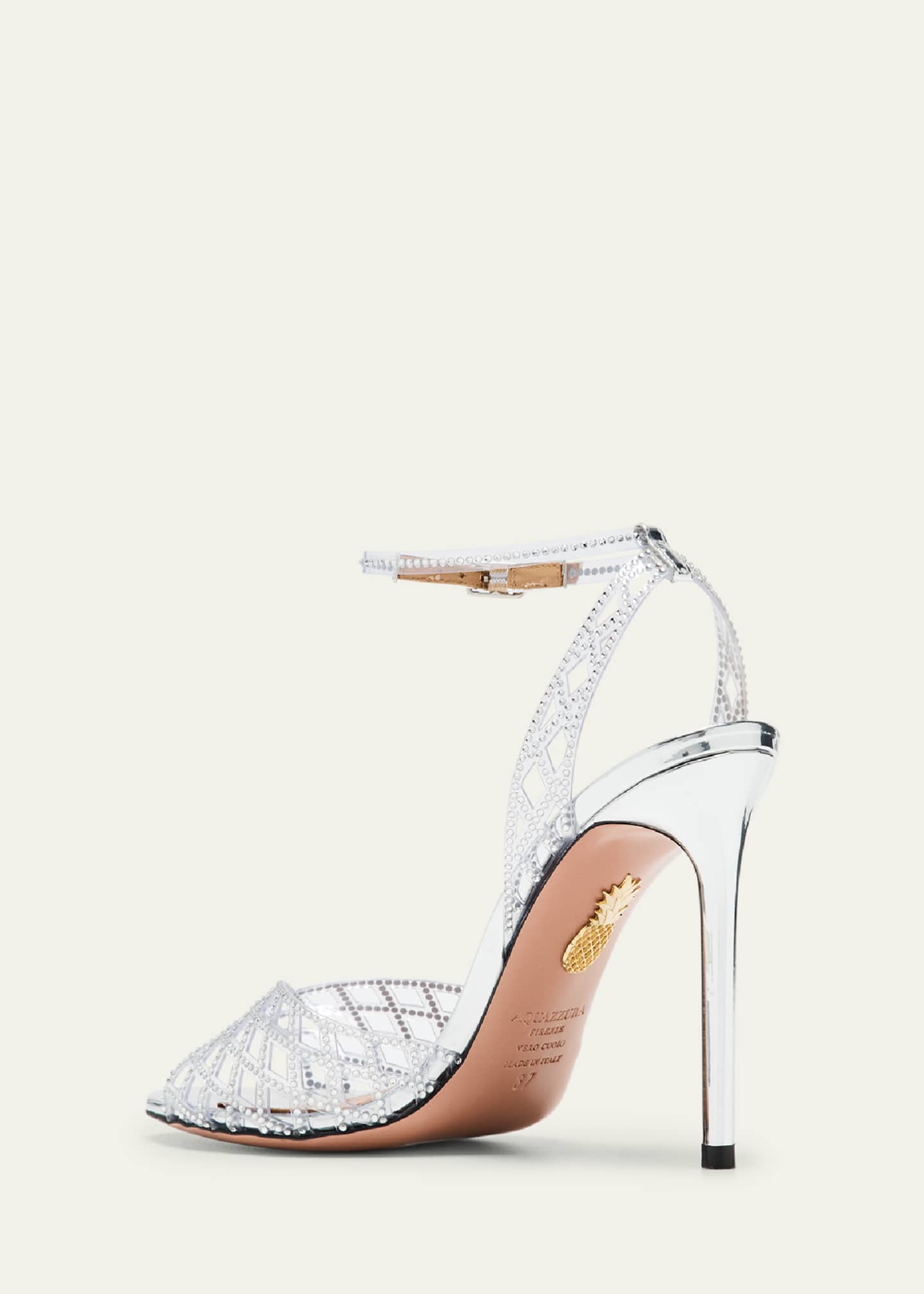 Aquazzura Lumiere Crystal Mesh Stiletto Sandals Image 2 of 3