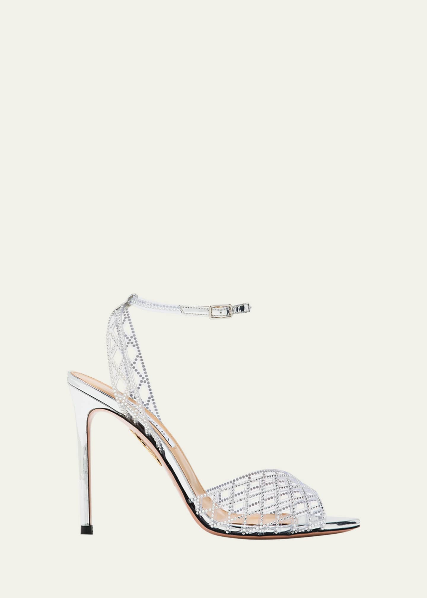 Aquazzura Lumiere Crystal Mesh Stiletto Sandals Image 1 of 3