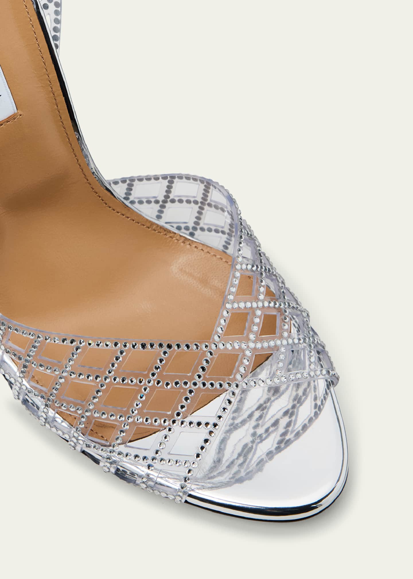 Aquazzura Lumiere Crystal Mesh Stiletto Sandals Image 3 of 3