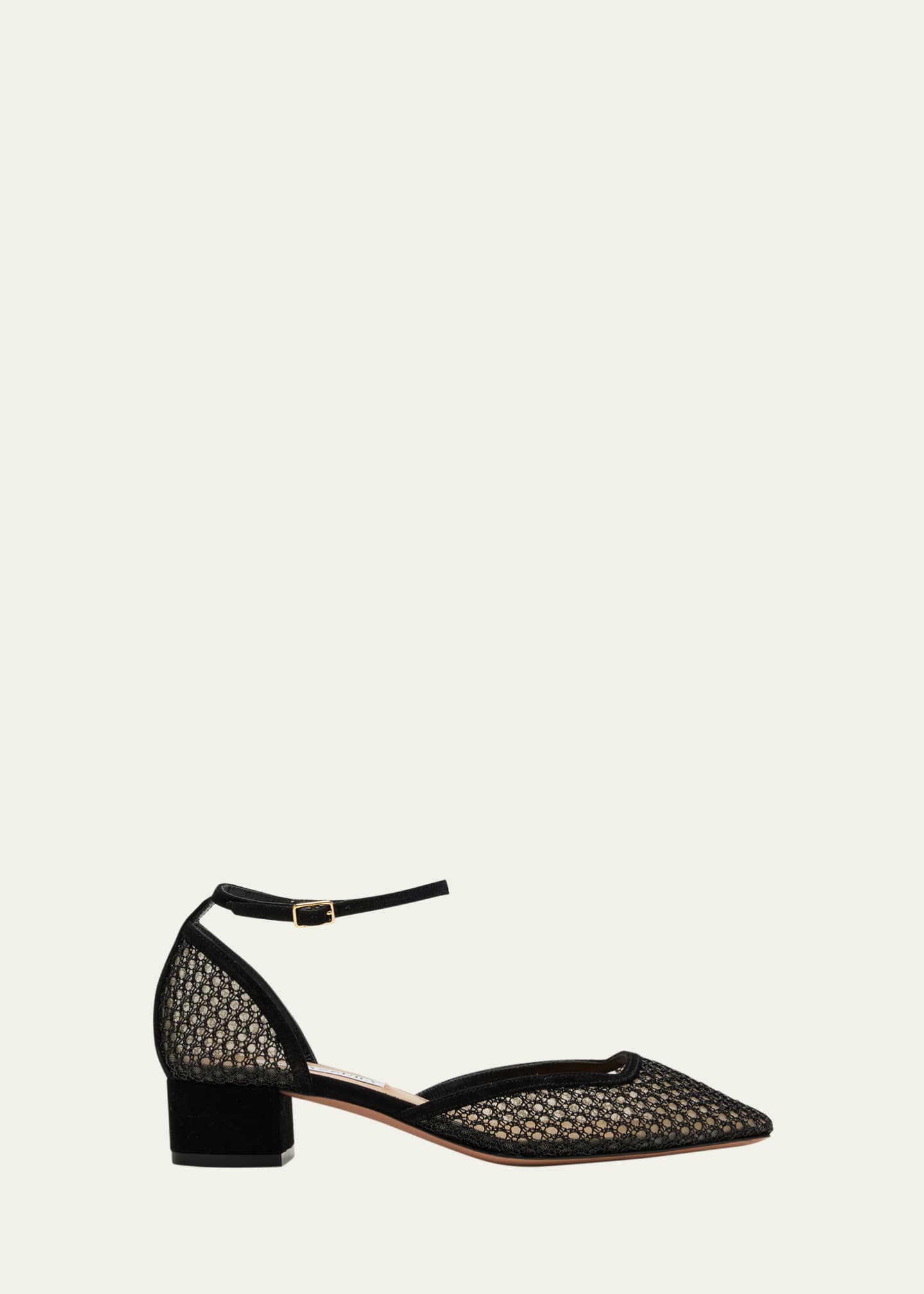 Aquazzura Asha Mesh Block-Heel Pumps - Bergdorf Goodman