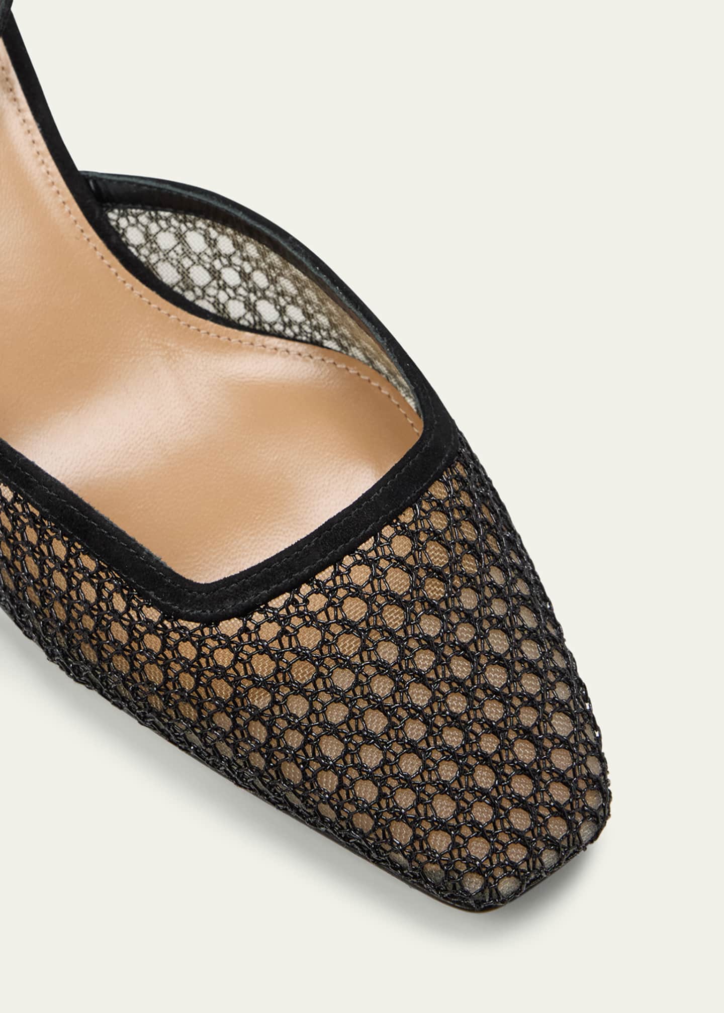 Aquazzura Asha Mesh Block-Heel Pumps - Bergdorf Goodman