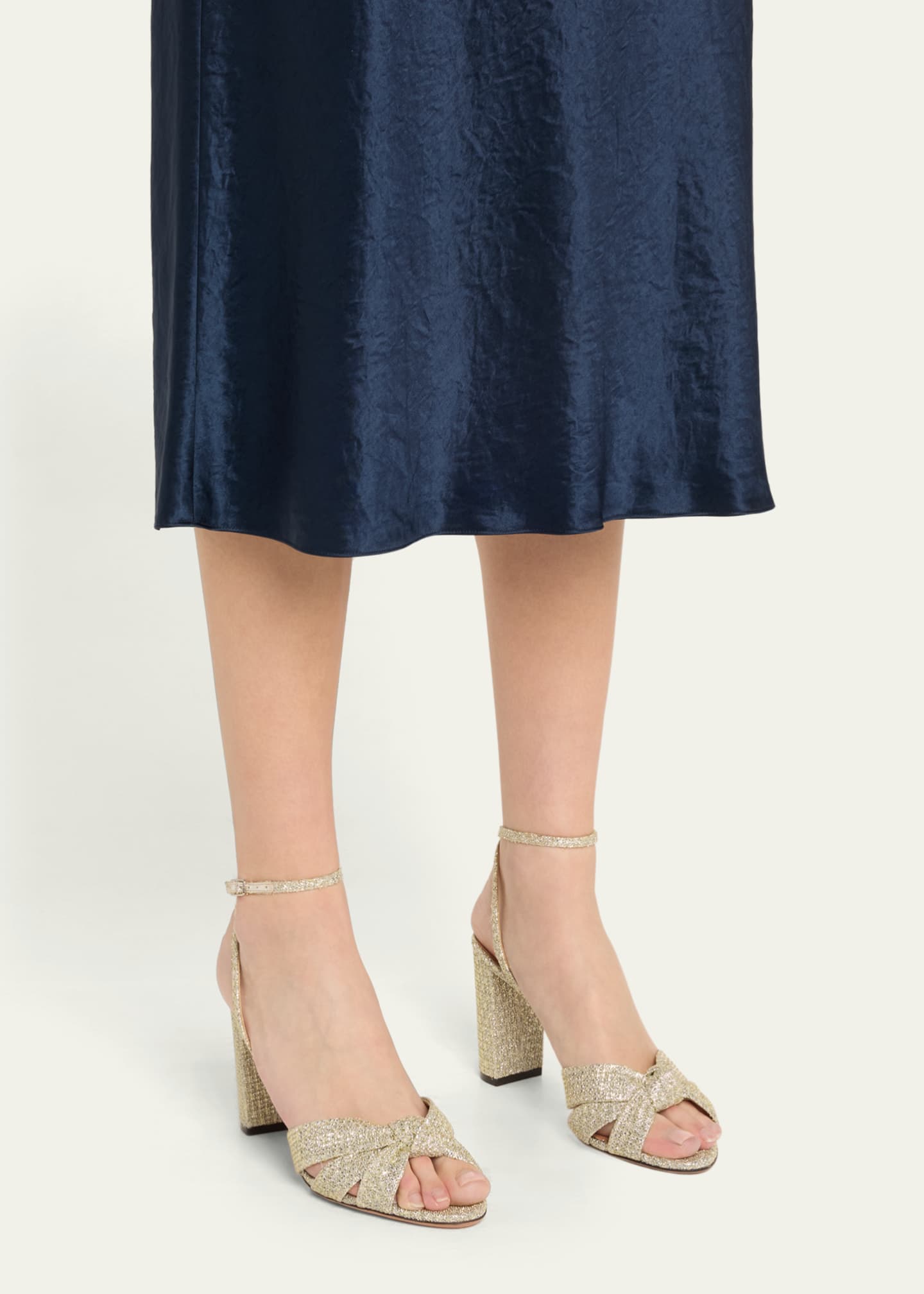 Aquazzura Honeycomb Nina Knot Ankle-Strap Sandals Image 2 of 6