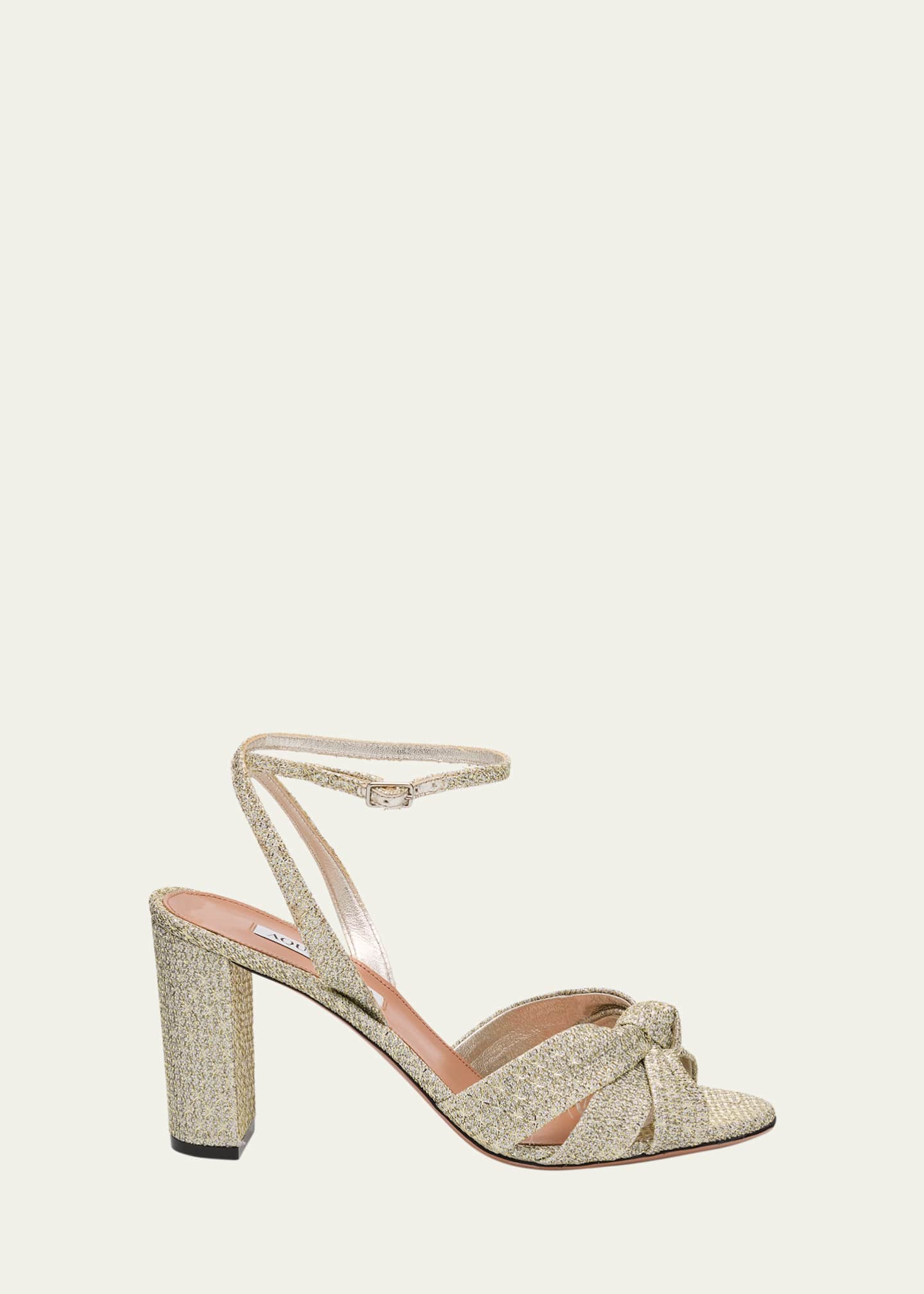 Aquazzura Honeycomb Nina Knot Ankle-Strap Sandals Image 1 of 6