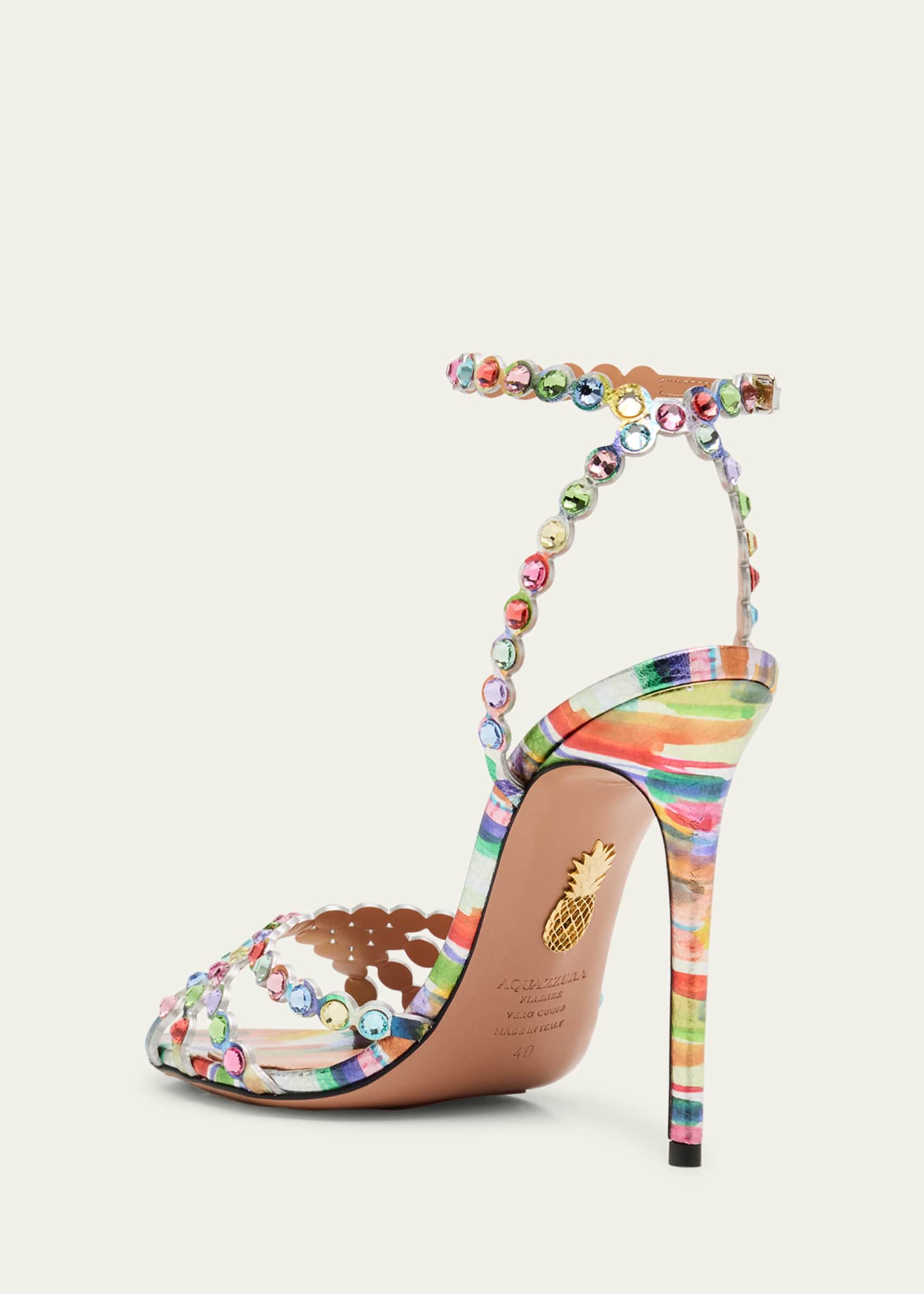 Aquazzura Tequila Brush Strokes Printed Stiletto Sandals Image 4 of 6