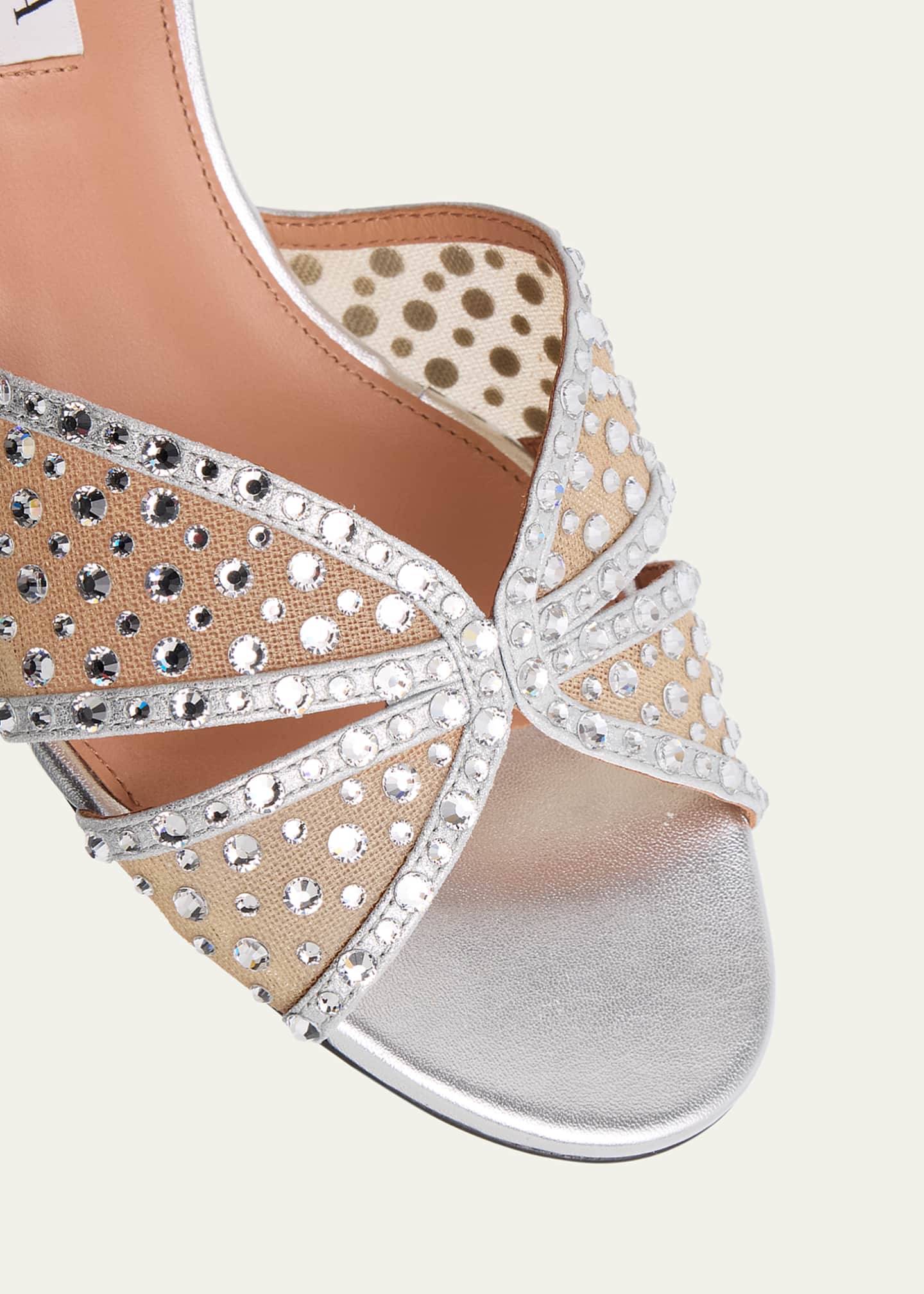 Aquazzura Crystal Metallic Block-Heel Slide Sandals