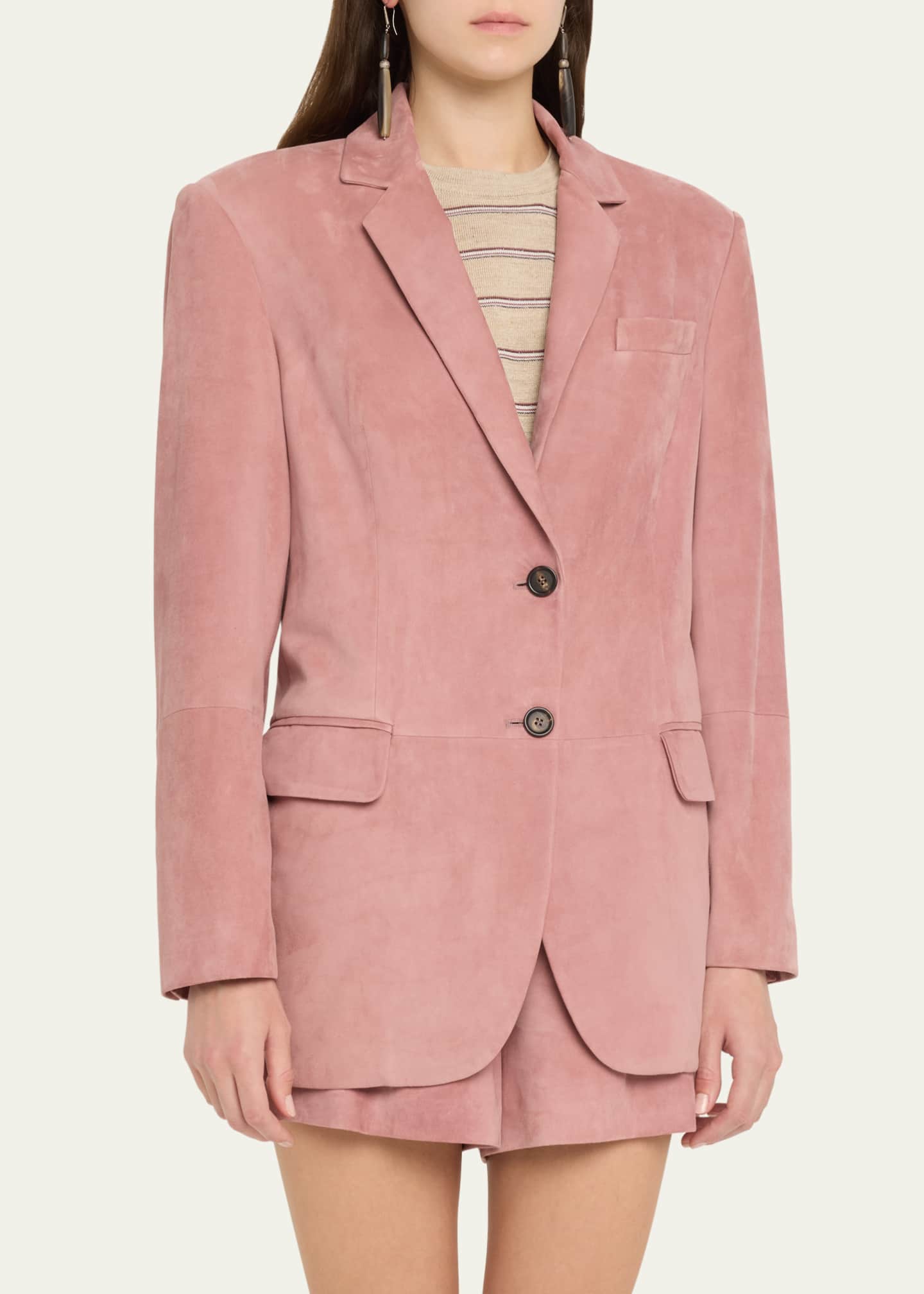 Brunello Cucinelli Suede Single-Breasted Blazer Image 4 of 5