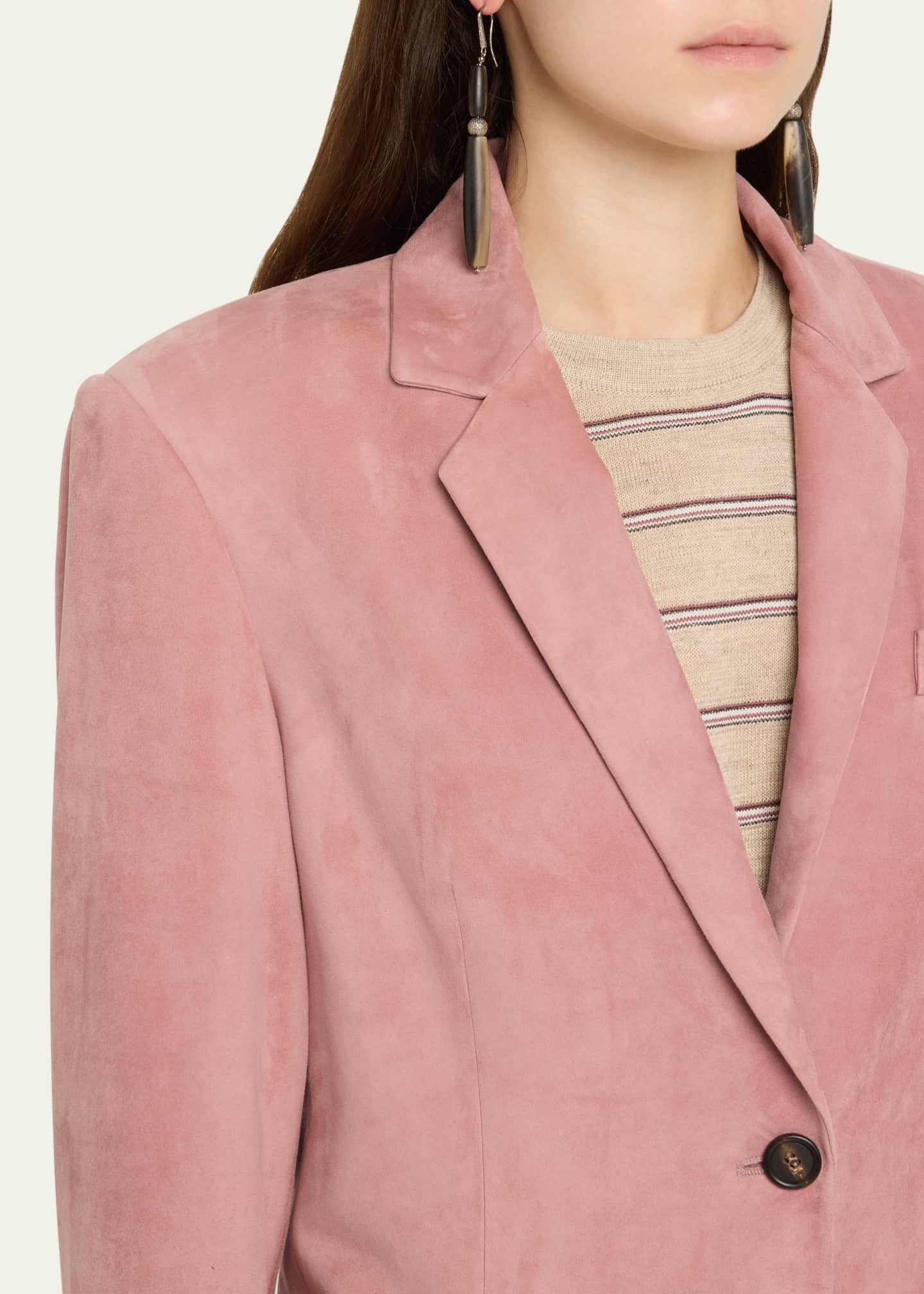 Brunello Cucinelli Suede Single-Breasted Blazer Image 5 of 5