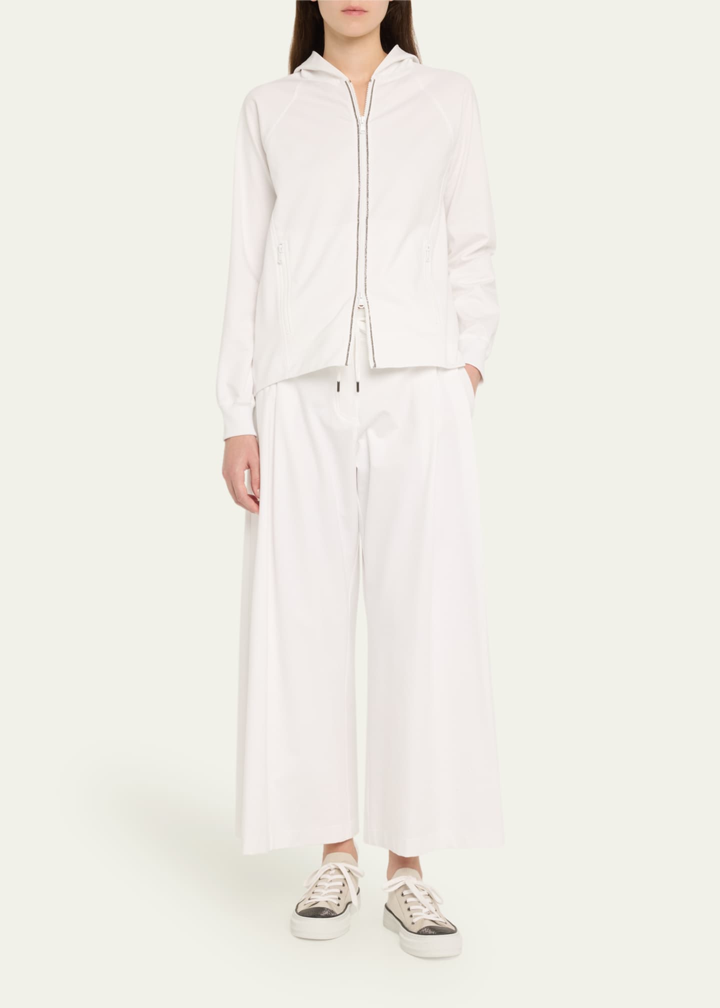 Brunello Cucinelli Monili Techno Jersey Zip-Front Hoodie Image 2 of 5
