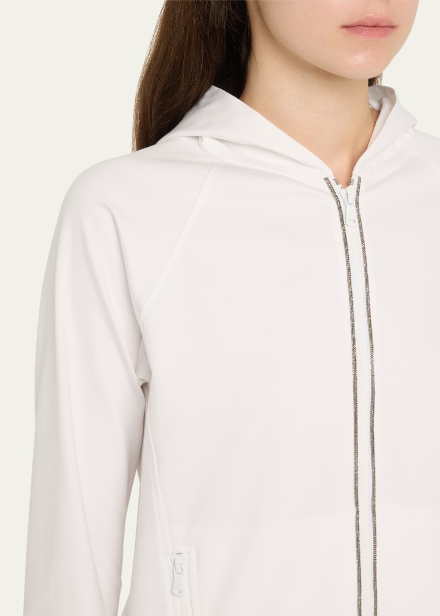 Brunello Cucinelli Monili Techno Jersey Zip-Front Hoodie Image 5 of 5