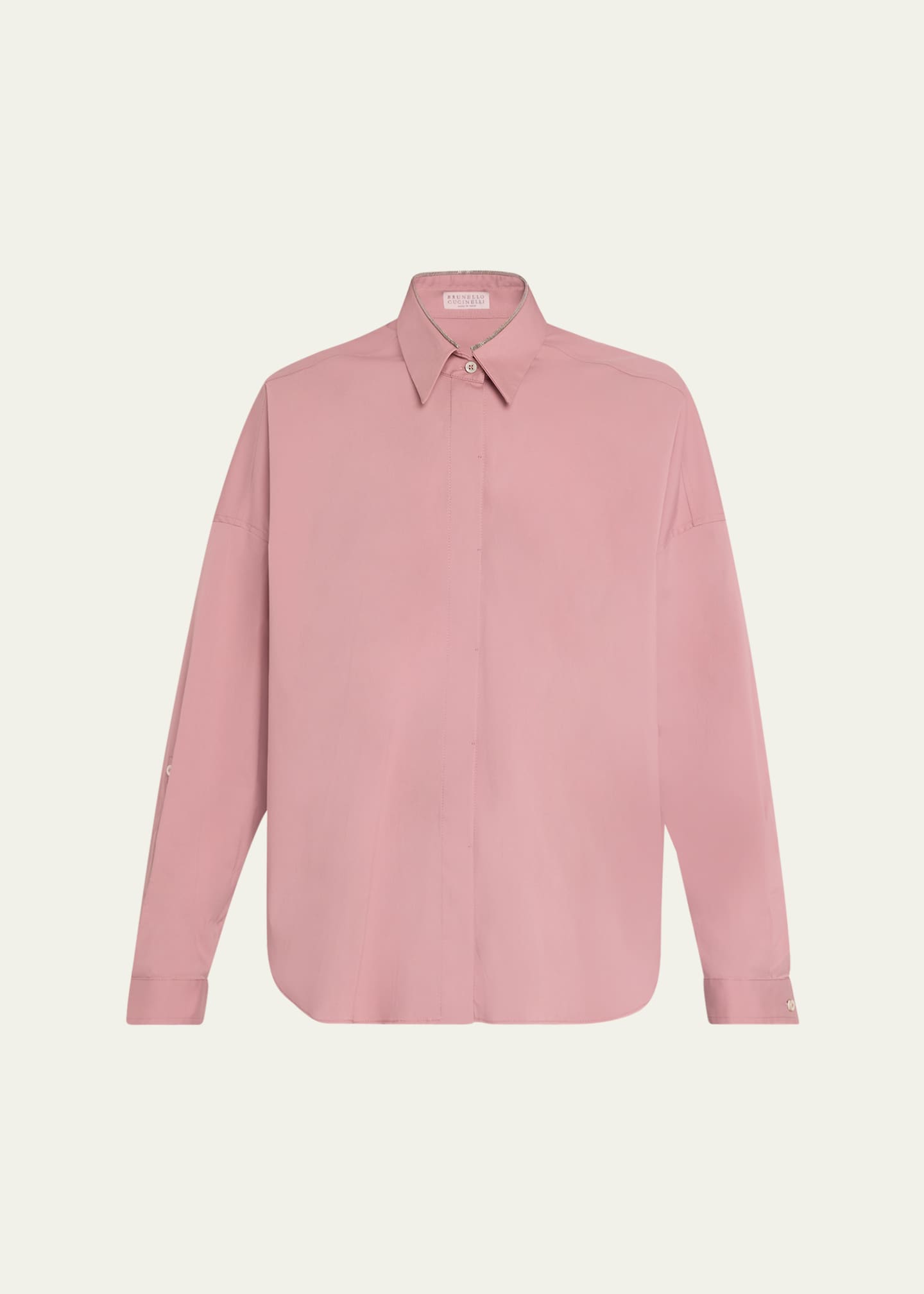 Brunello Cucinelli Monili Collar Cotton Popeline Shirt Image 1 of 5
