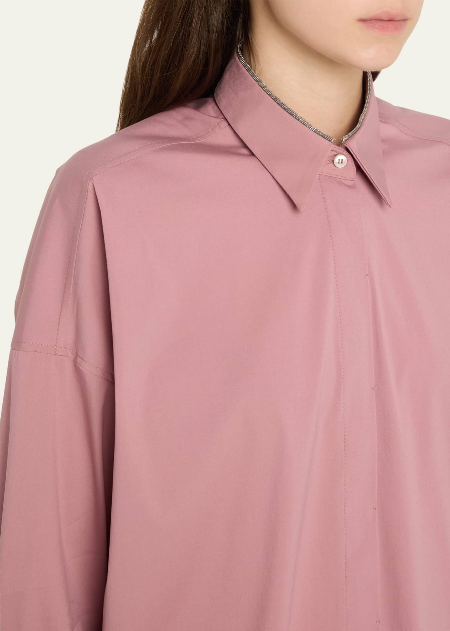 Brunello Cucinelli Monili Collar Cotton Popeline Shirt Image 5 of 5