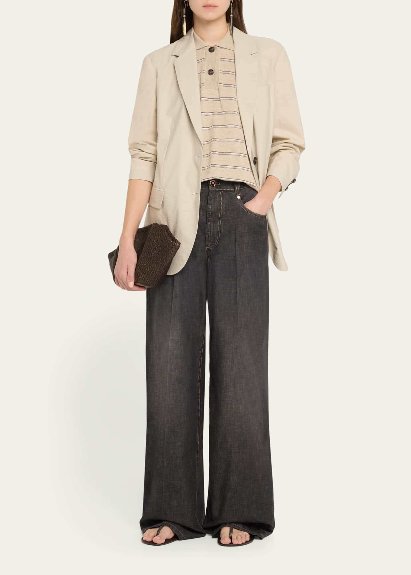Brunello Cucinelli High-Rise Monili Wide-Leg Jeans Image 2 of 5