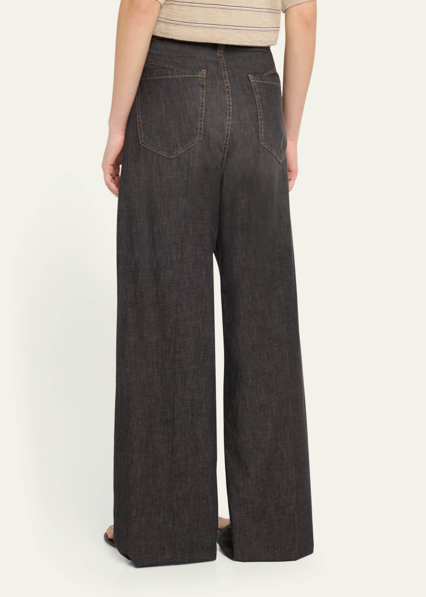 Brunello Cucinelli High-Rise Monili Wide-Leg Jeans Image 3 of 5