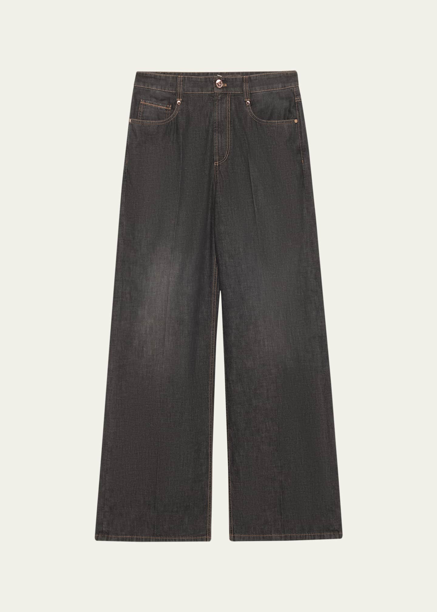 Brunello Cucinelli High-Rise Monili Wide-Leg Jeans Image 1 of 5