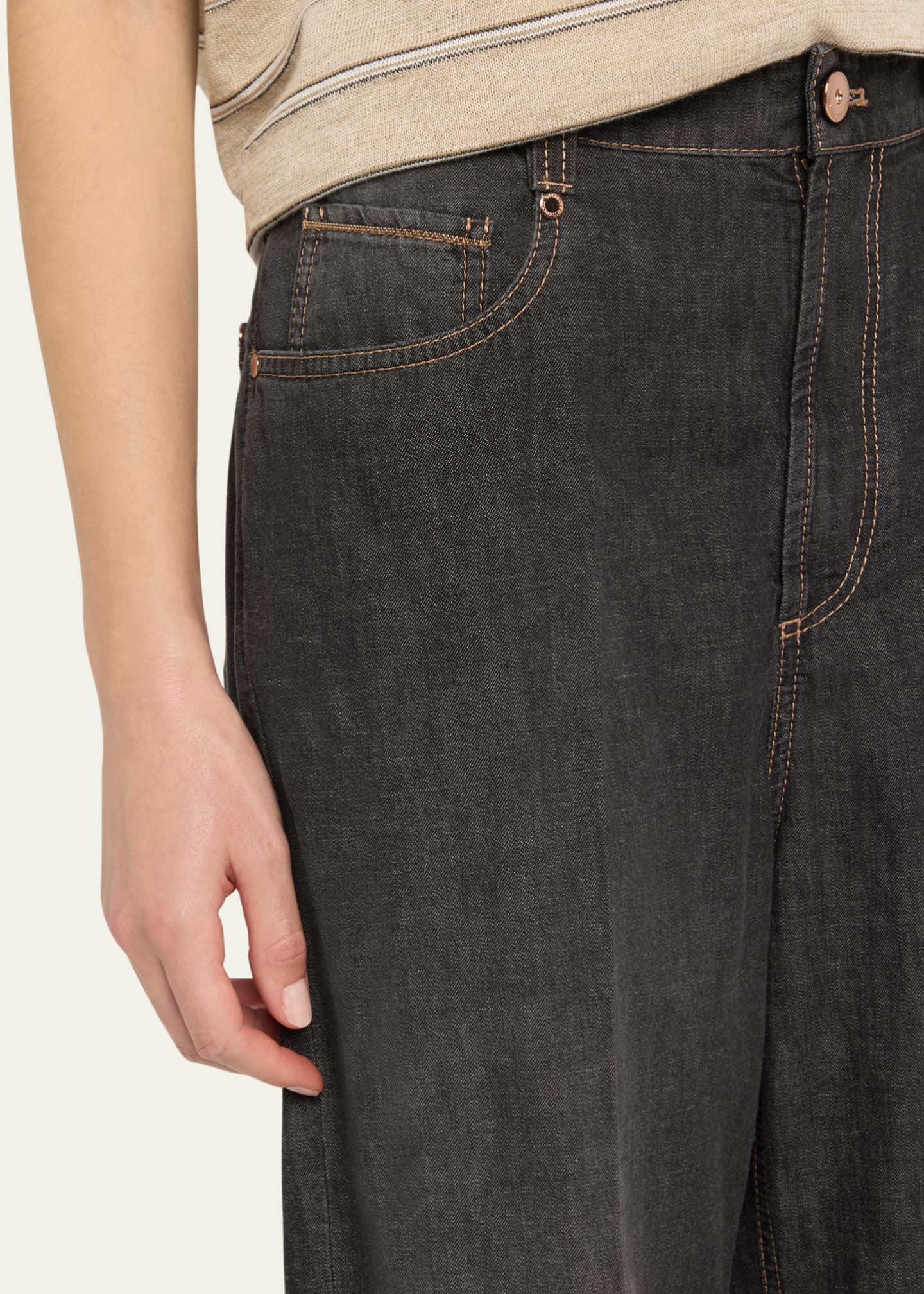 Brunello Cucinelli High-Rise Monili Wide-Leg Jeans Image 5 of 5