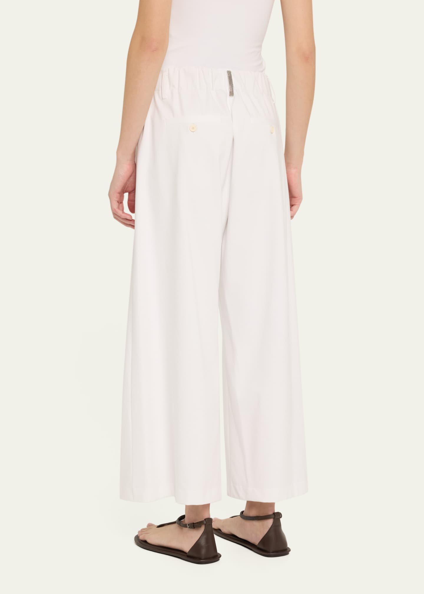 Brunello Cucinelli Monili Techno Jersey Wide-Leg Drawstring Pants Image 3 of 5