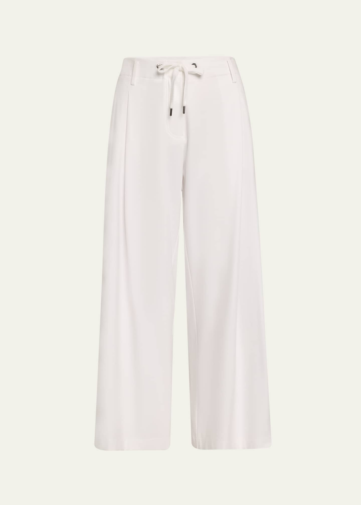Brunello Cucinelli Monili Techno Jersey Wide-Leg Drawstring Pants Image 1 of 5
