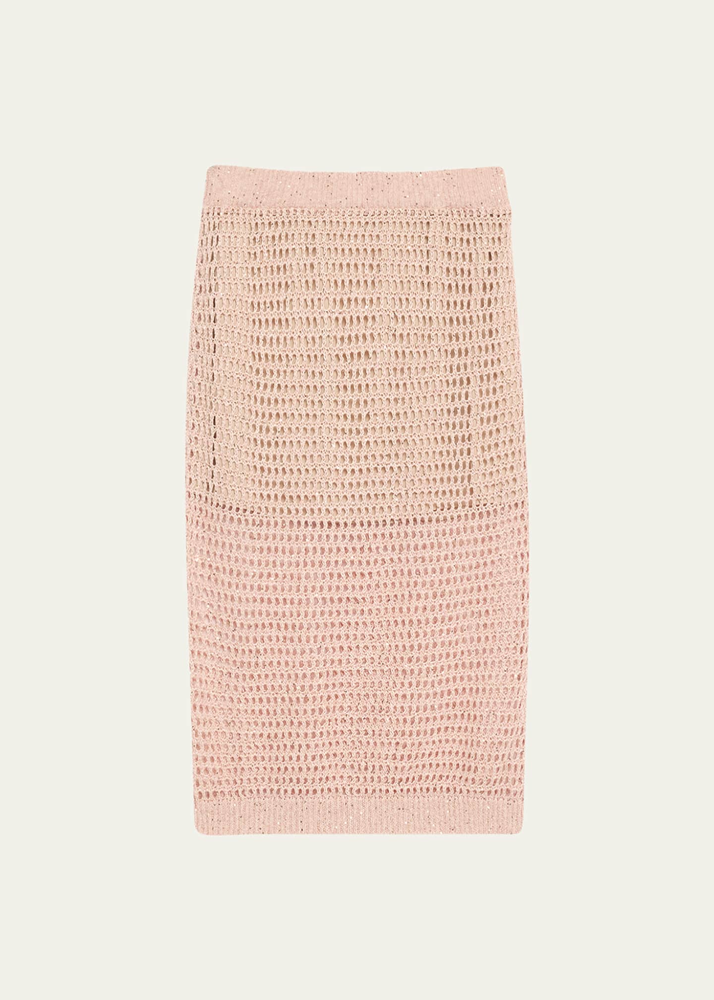 Brunello Cucinelli★素敵！Striped Sequined Midi Skirt Brunello Cucinelli - Natural Paillette Magnolia Embroidered