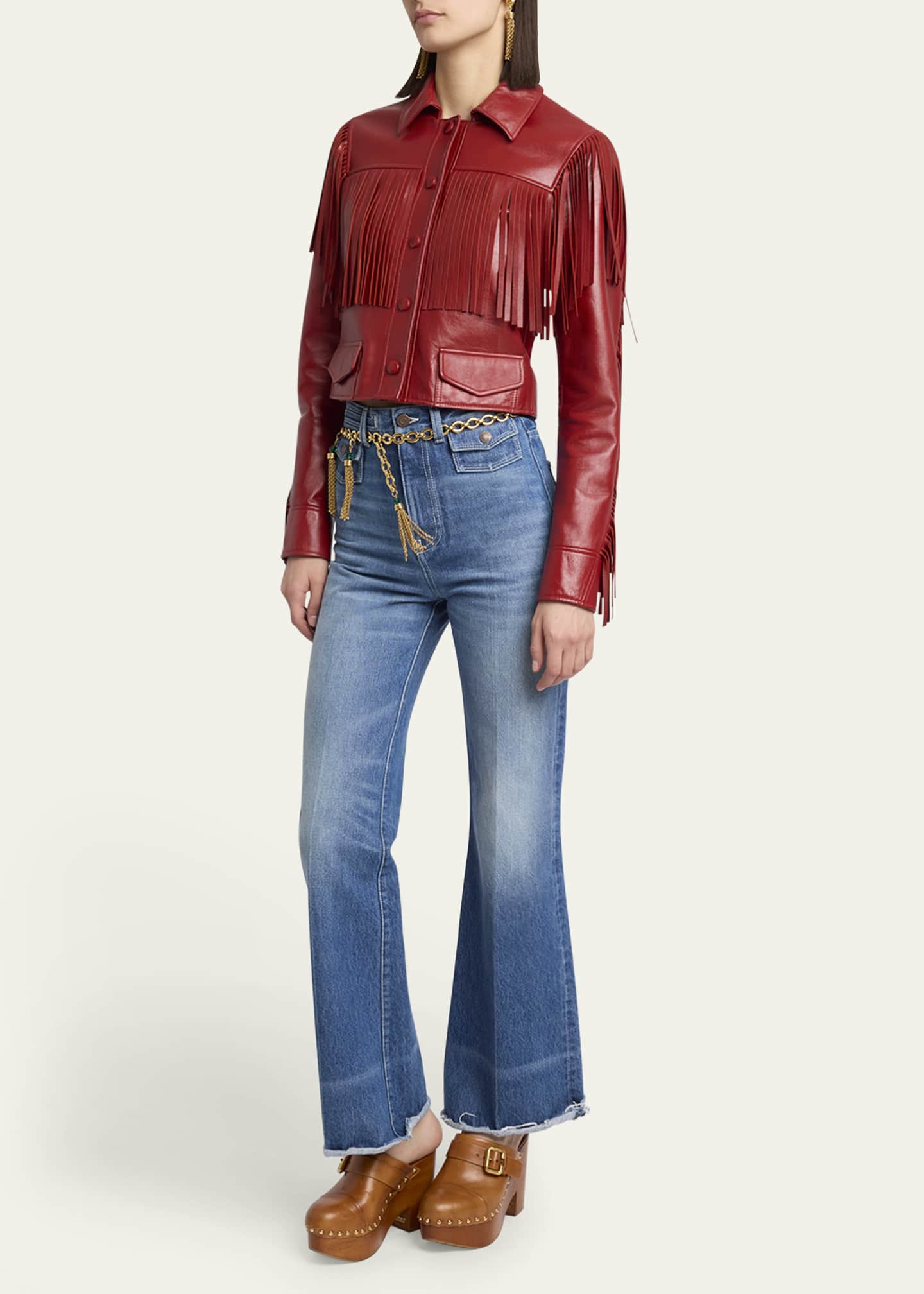 Chloe Fringed Leather Jacket Image 2 of 5