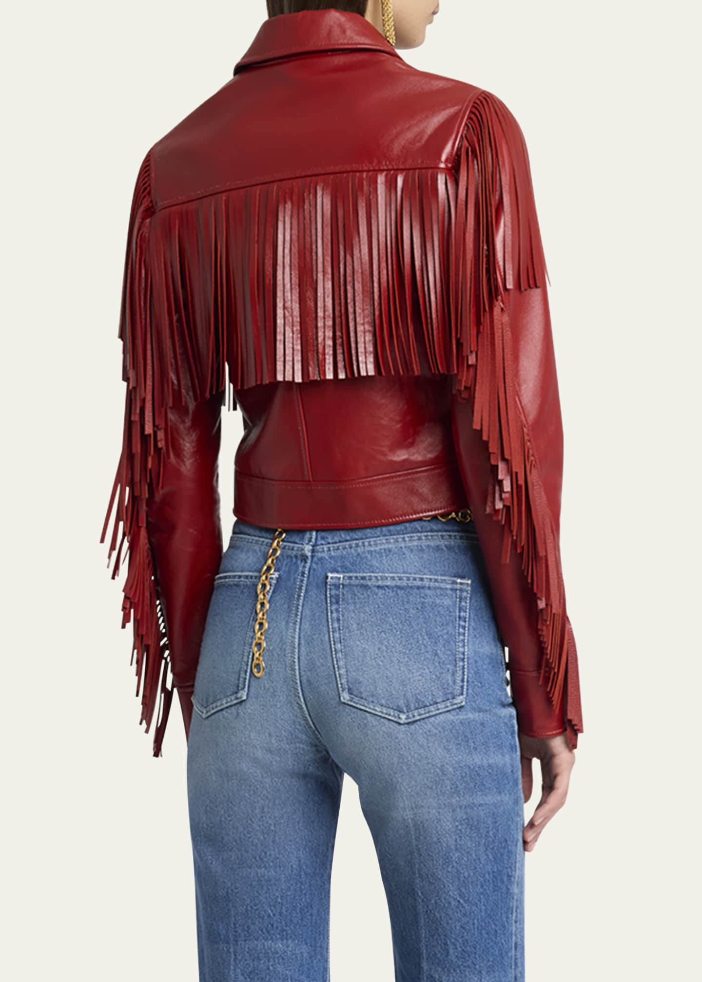 Chloe Fringed Leather Jacket Image 3 of 5