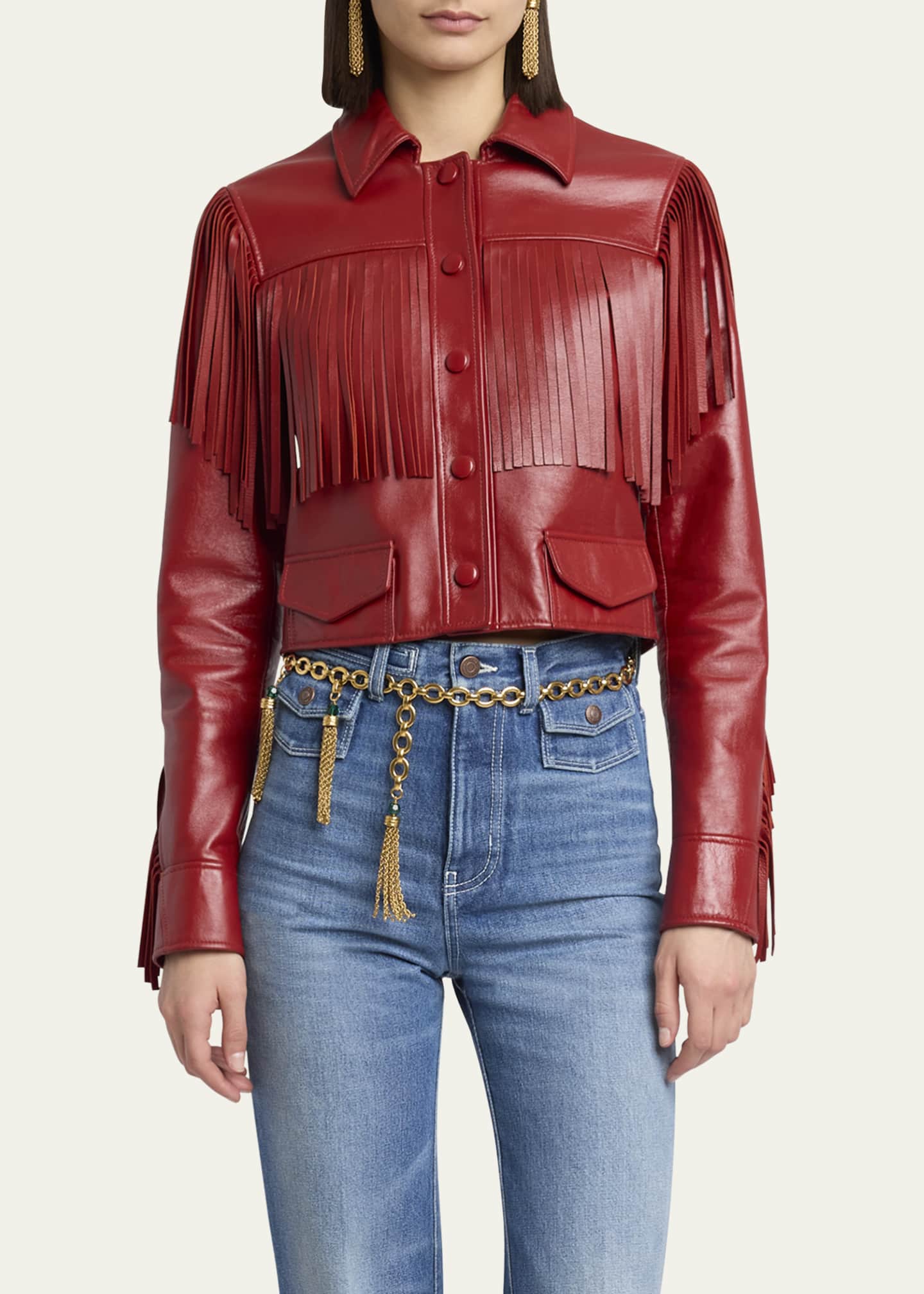 Chloe Fringed Leather Jacket Image 4 of 5