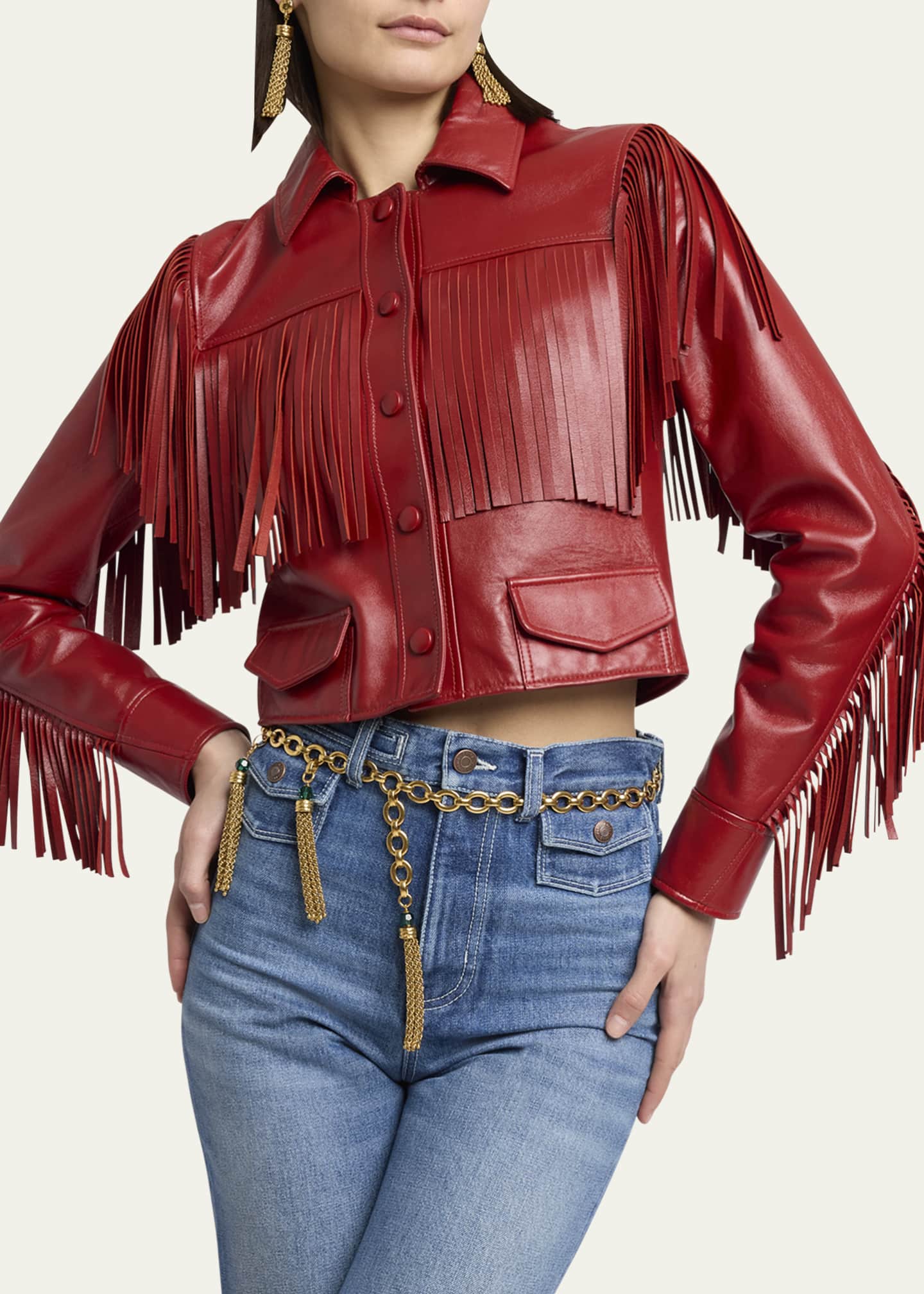 Chloe Fringed Leather Jacket Image 5 of 5