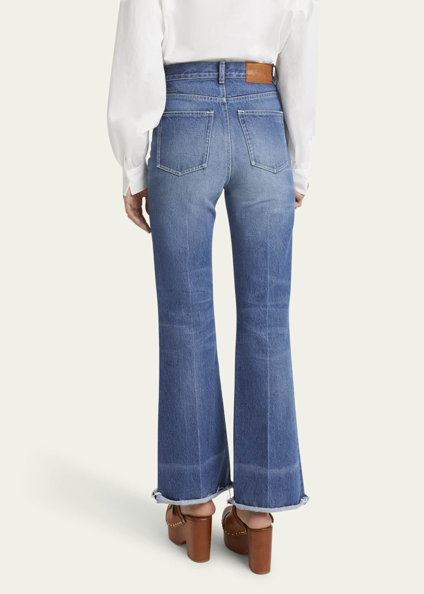 Chloe High-Rise Flare Raw-Hem Jeans Image 3 of 5