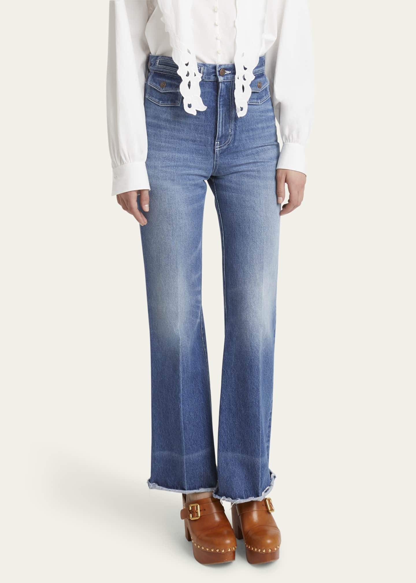 Chloe High-Rise Flare Raw-Hem Jeans Image 4 of 5