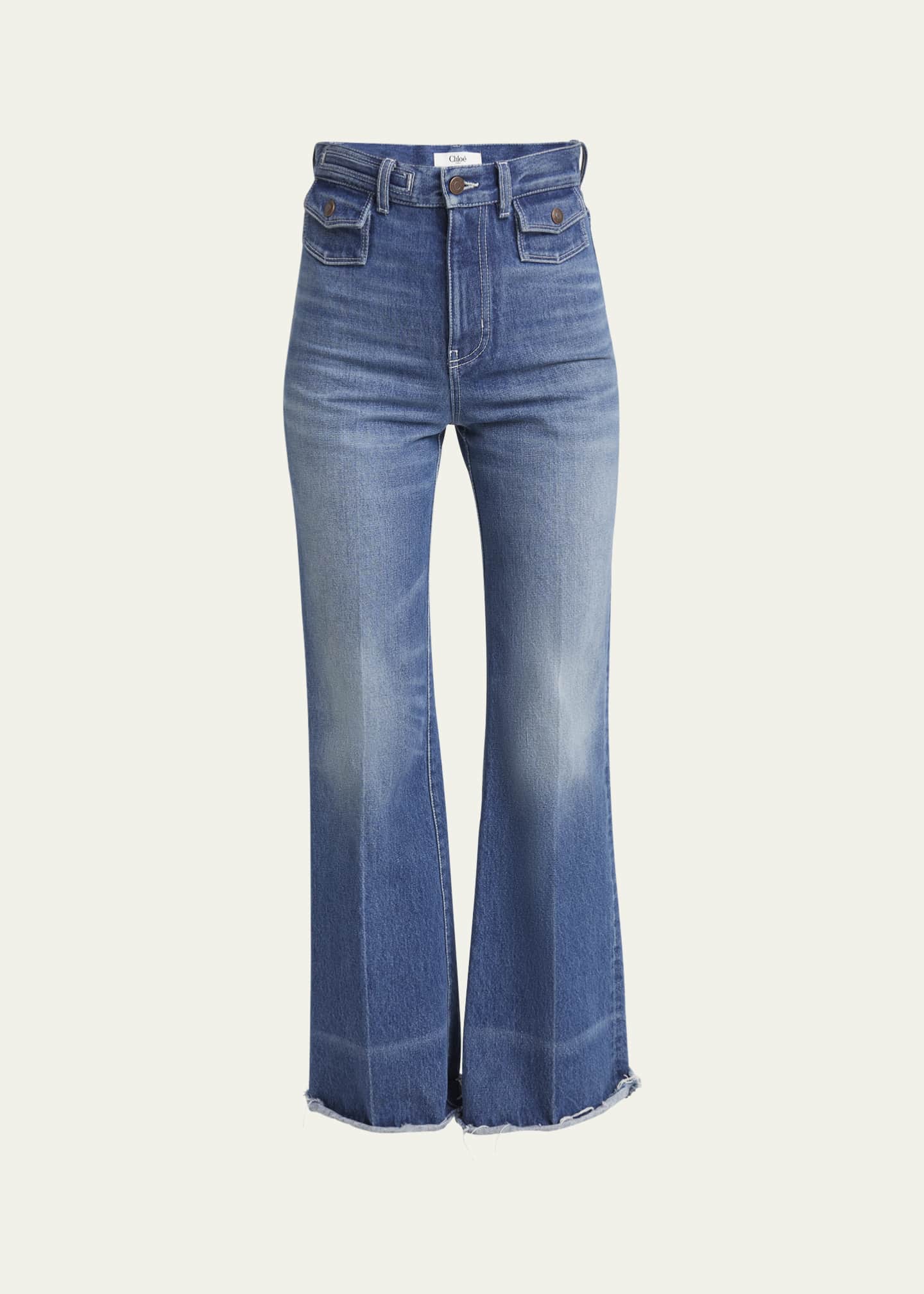 Chloe High-Rise Flare Raw-Hem Jeans Image 1 of 5