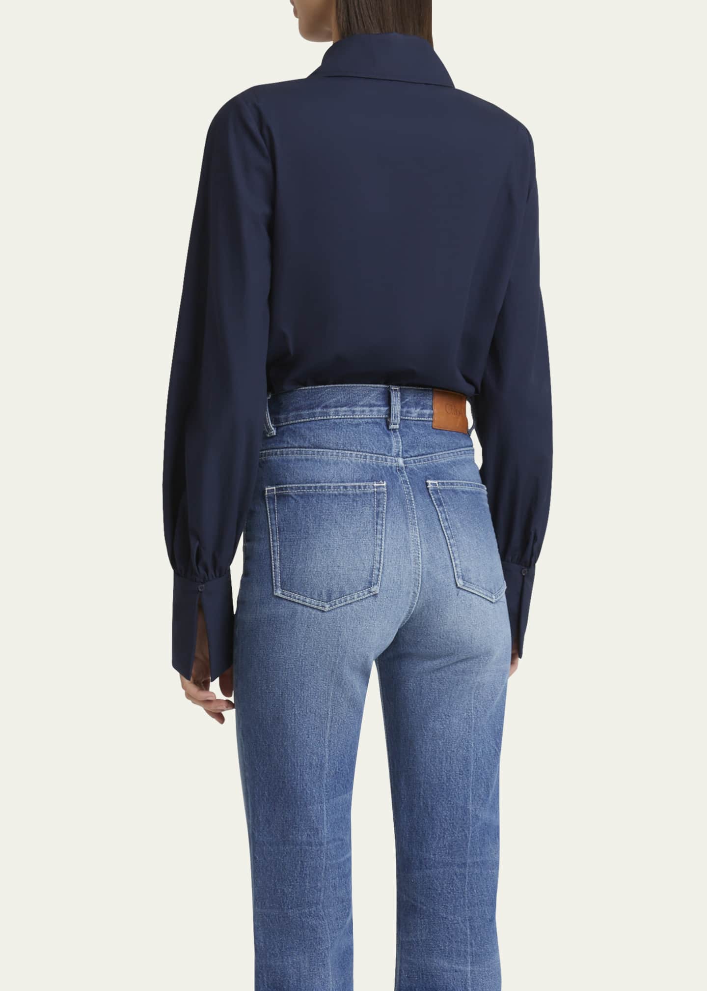 Chloe Neck-Tie Collared Cotton Top Image 3 of 5