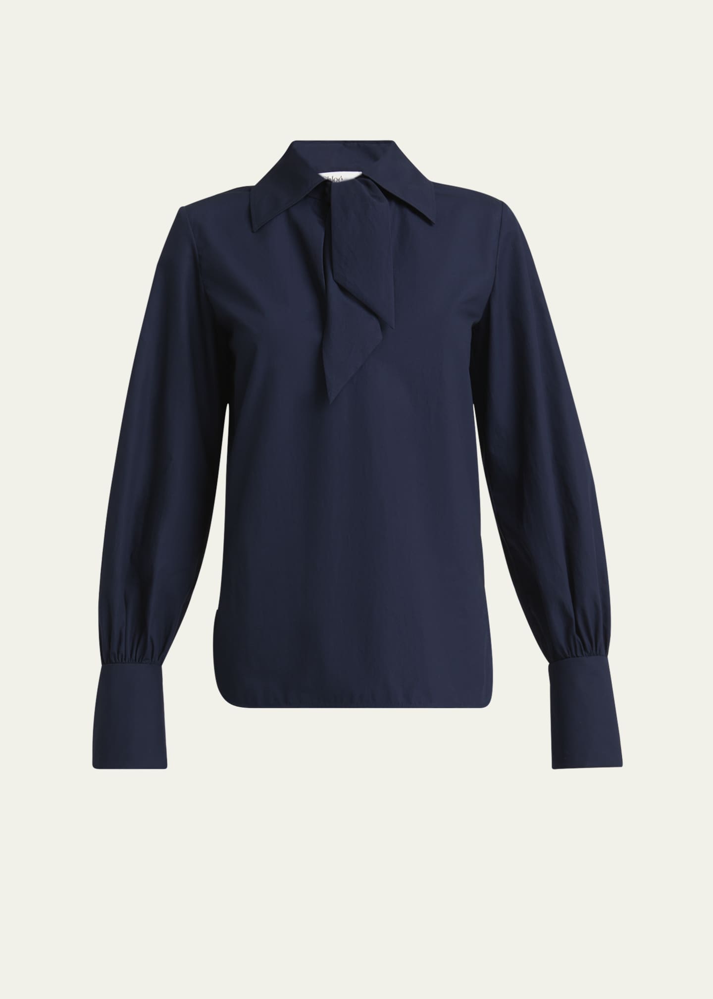 Chloe Neck-Tie Collared Cotton Top Image 1 of 5