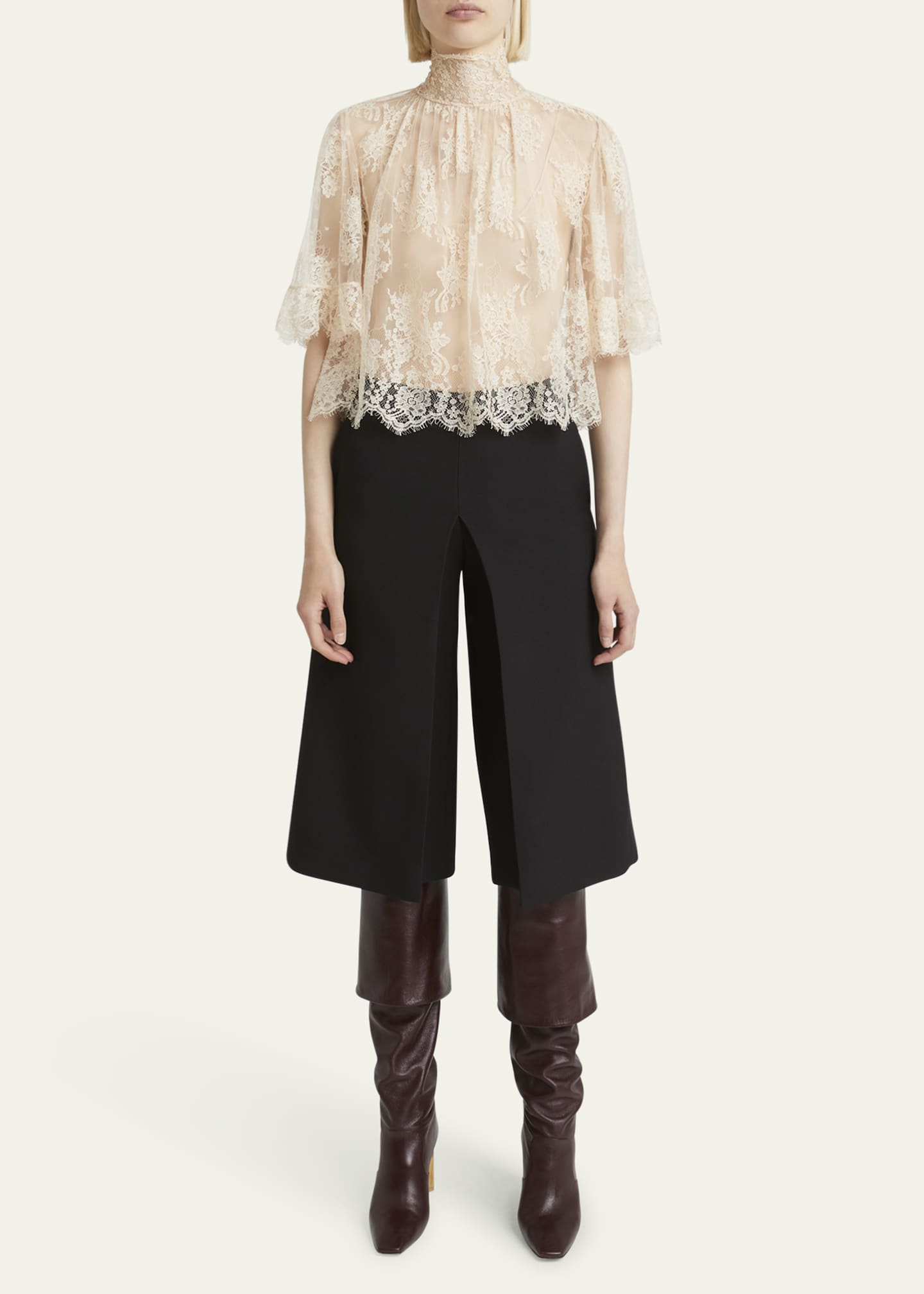 Chloe Pleat Wide-Leg Bermuda Shorts Image 2 of 5