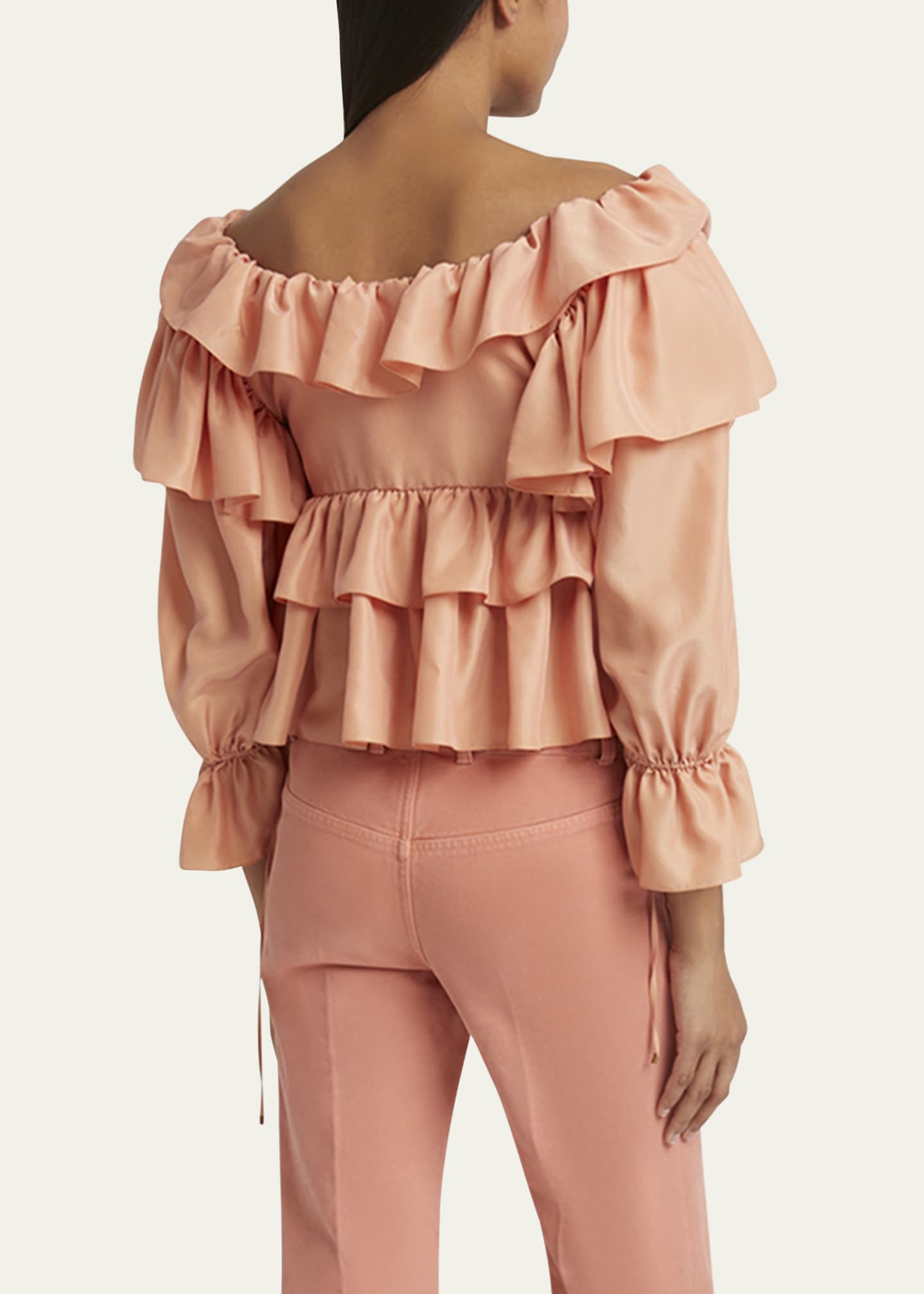 Chloe Ruffle Silk Peasant Top Image 3 of 5