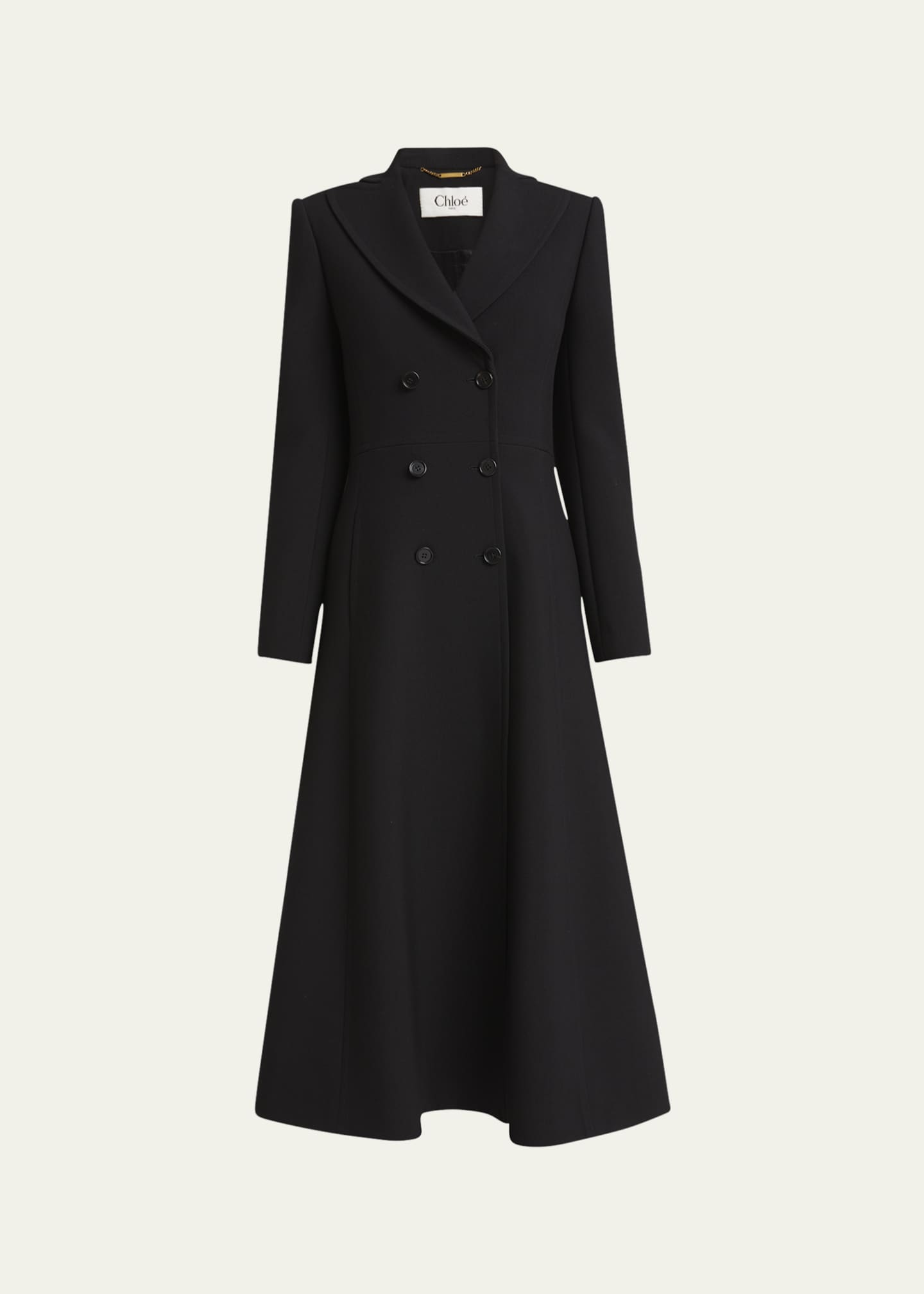 Chloe Double-Breasted A-Line Long Coat Image 1 of 5