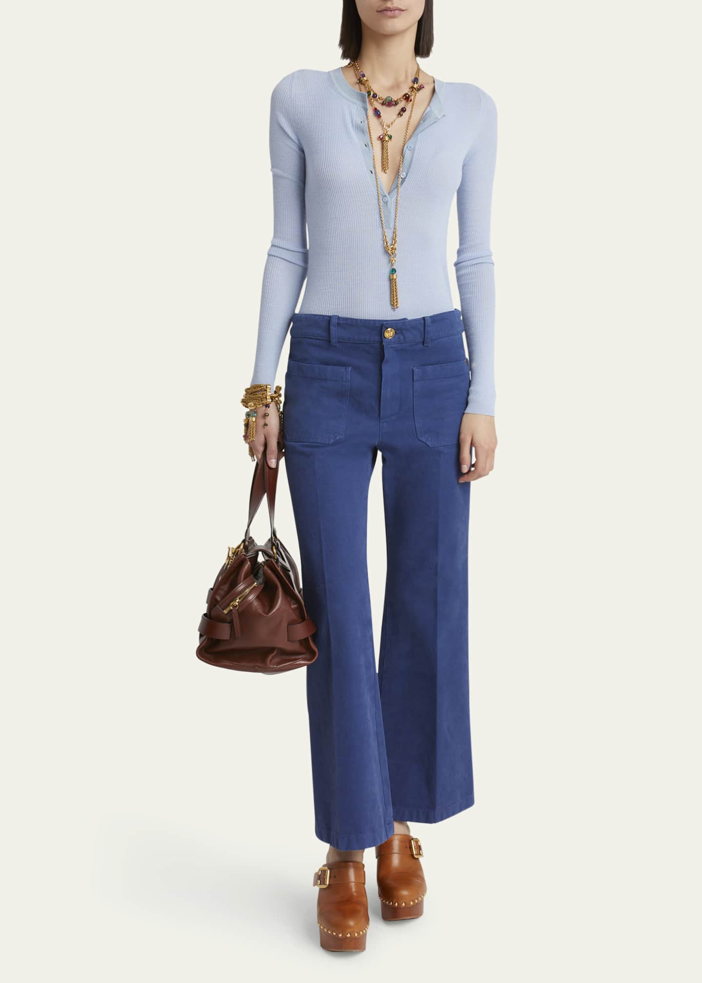 Chloe Cropped Canvas Bootcut Trousers Image 2 of 5