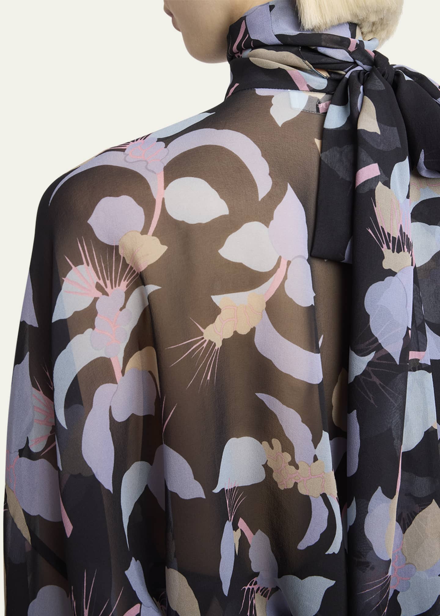 Chloe Floral-Print Chiffon Neck-Scarf Top Image 5 of 5