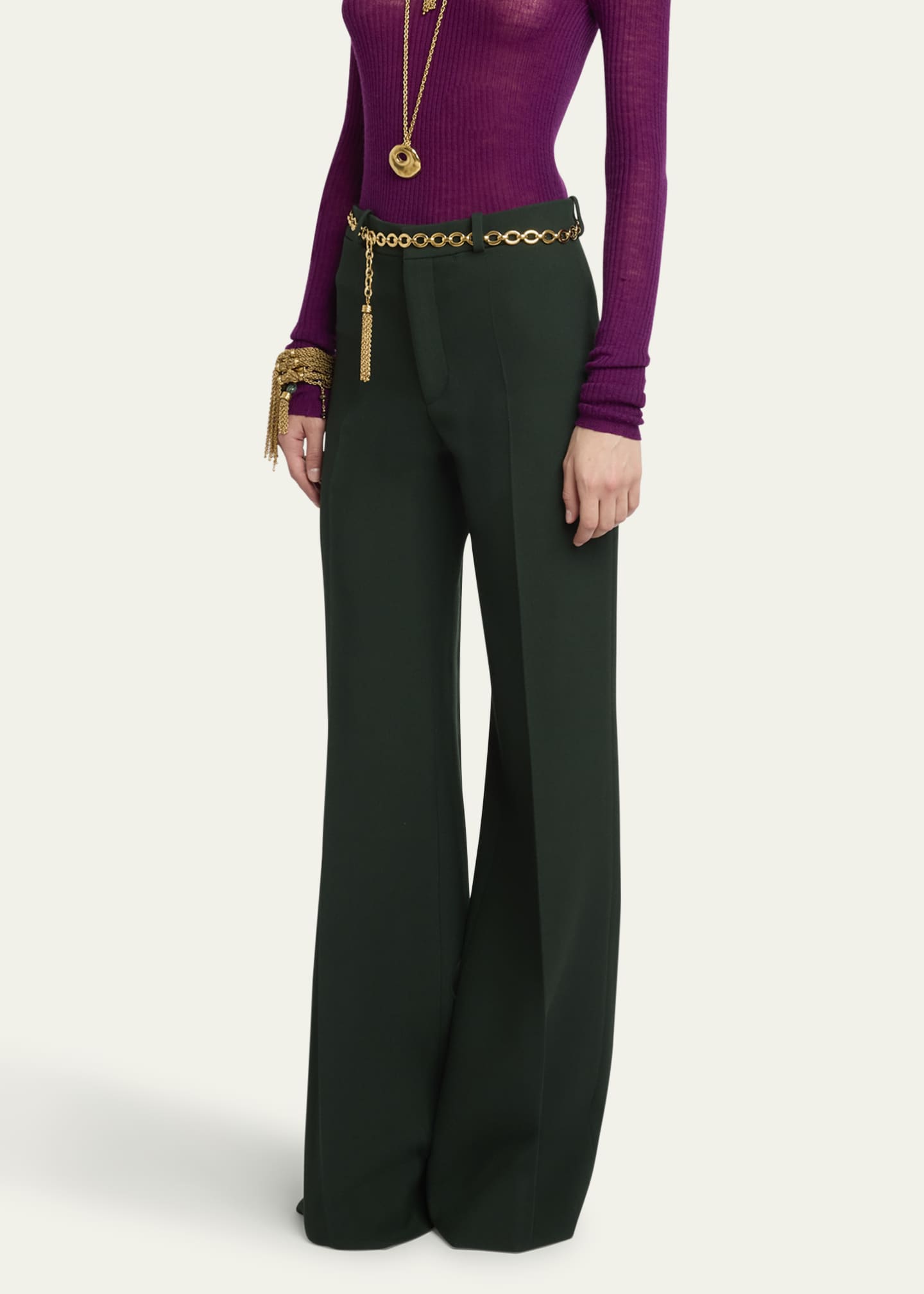 Chloe Wool Crepe Wide-Leg Trousers Image 4 of 5