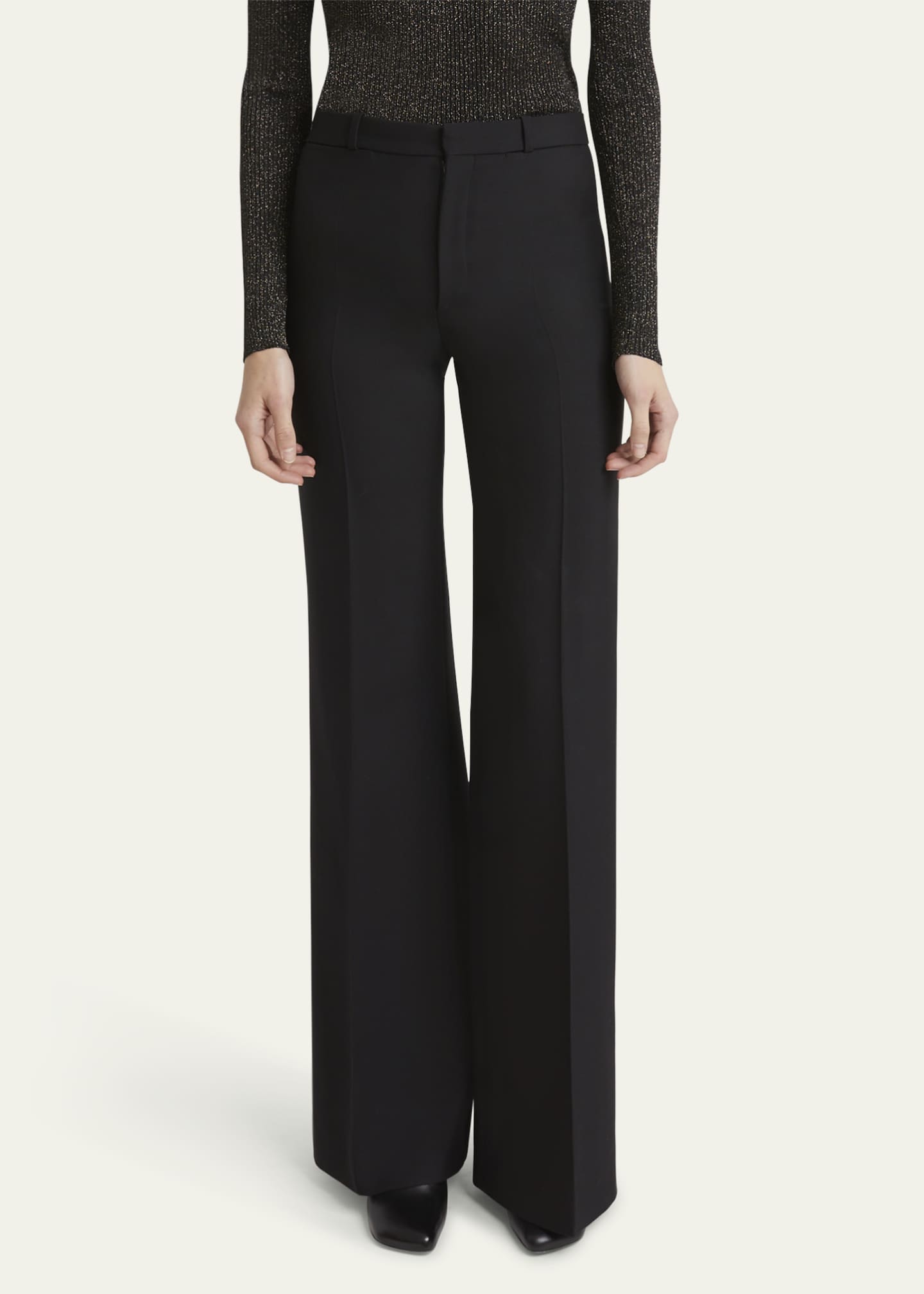 Chloe Flared Crepe Wool Trousers Image 4 of 5