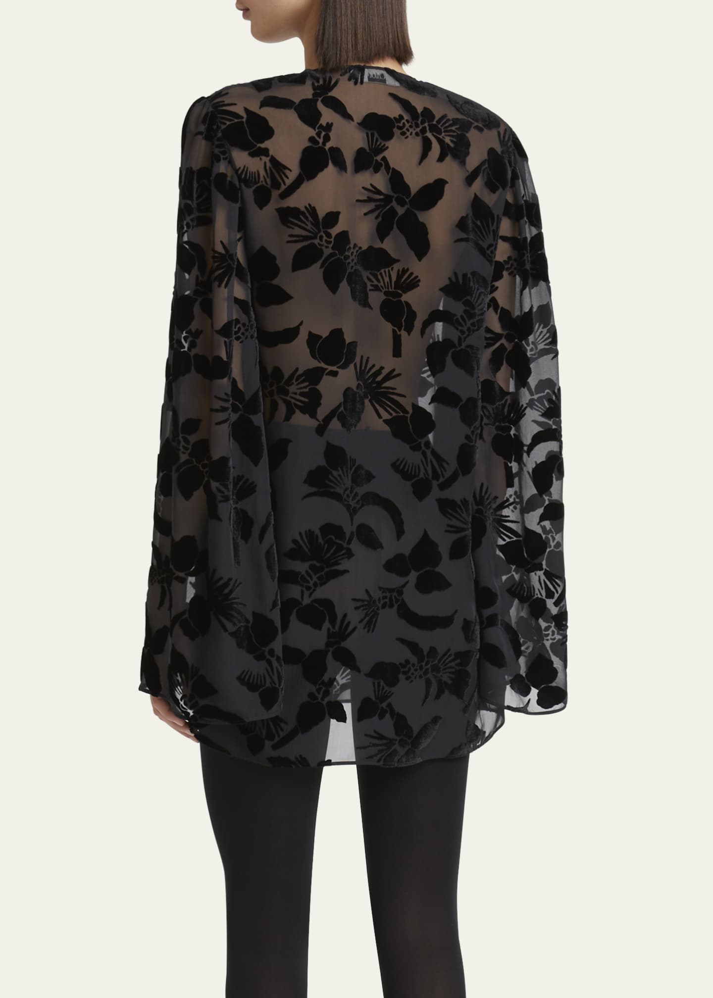 Chloe Floral Dévoré Velvet Puff-Sleeve Mini Dress Image 3 of 5