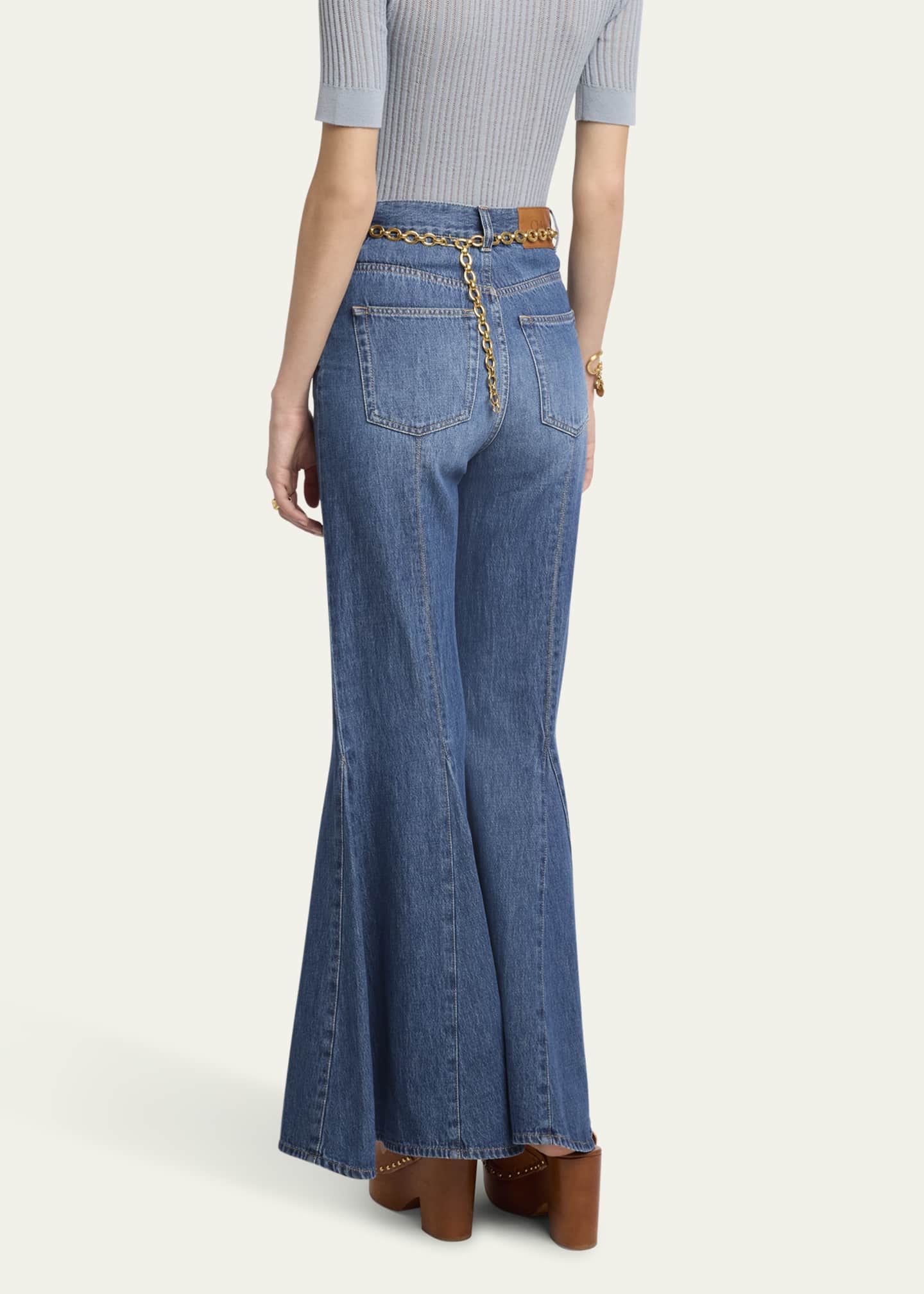 Chloe High-Rise Godet Flare Denim Trousers Image 3 of 5