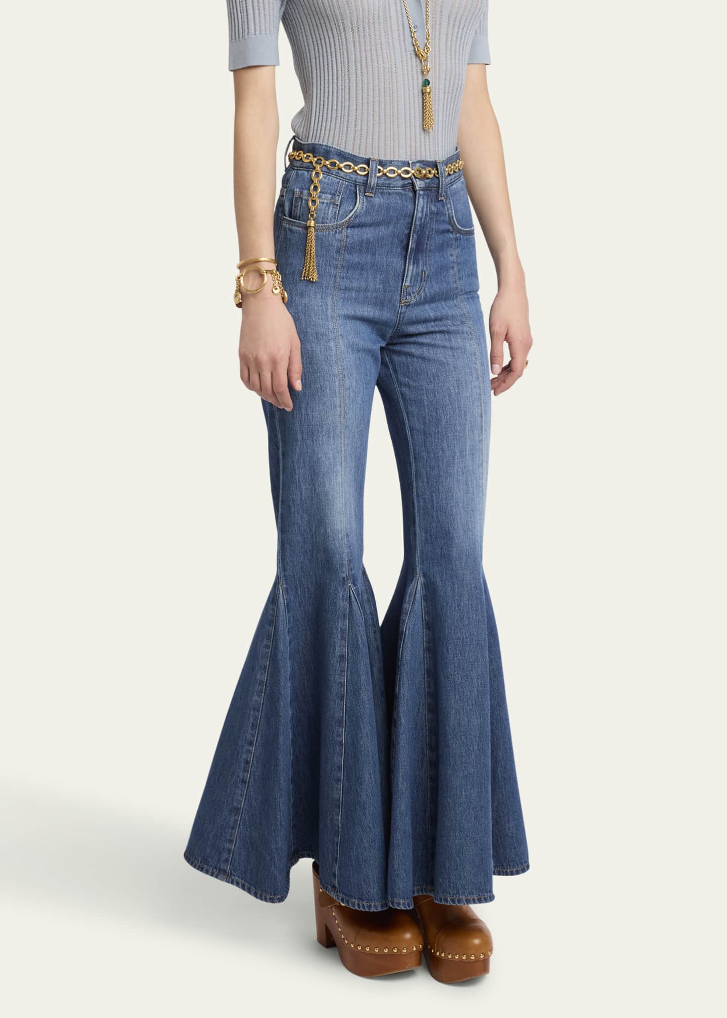 Chloe High-Rise Godet Flare Denim Trousers Image 4 of 5