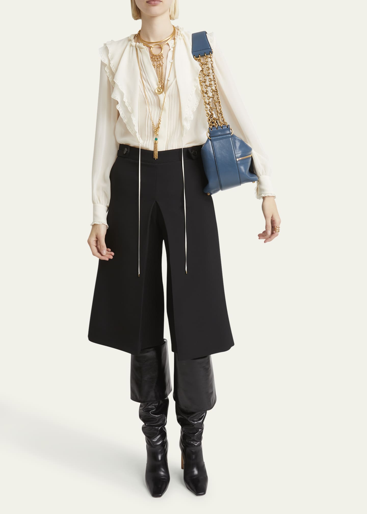 Chloe Ruffle Button-Down Silk Top Image 2 of 5